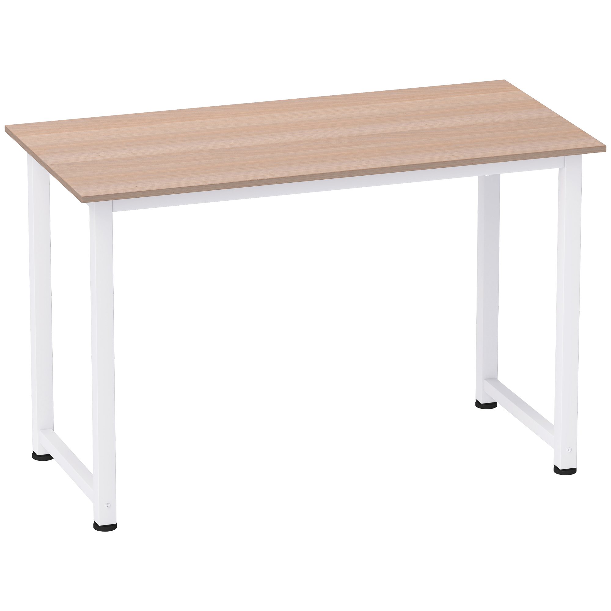 HOMCOM Mesa de Ordenador para Hogar y Oficina Multifuncional con Pies Ajustables 120x60x76cm Blanco y Natural | Aosom España