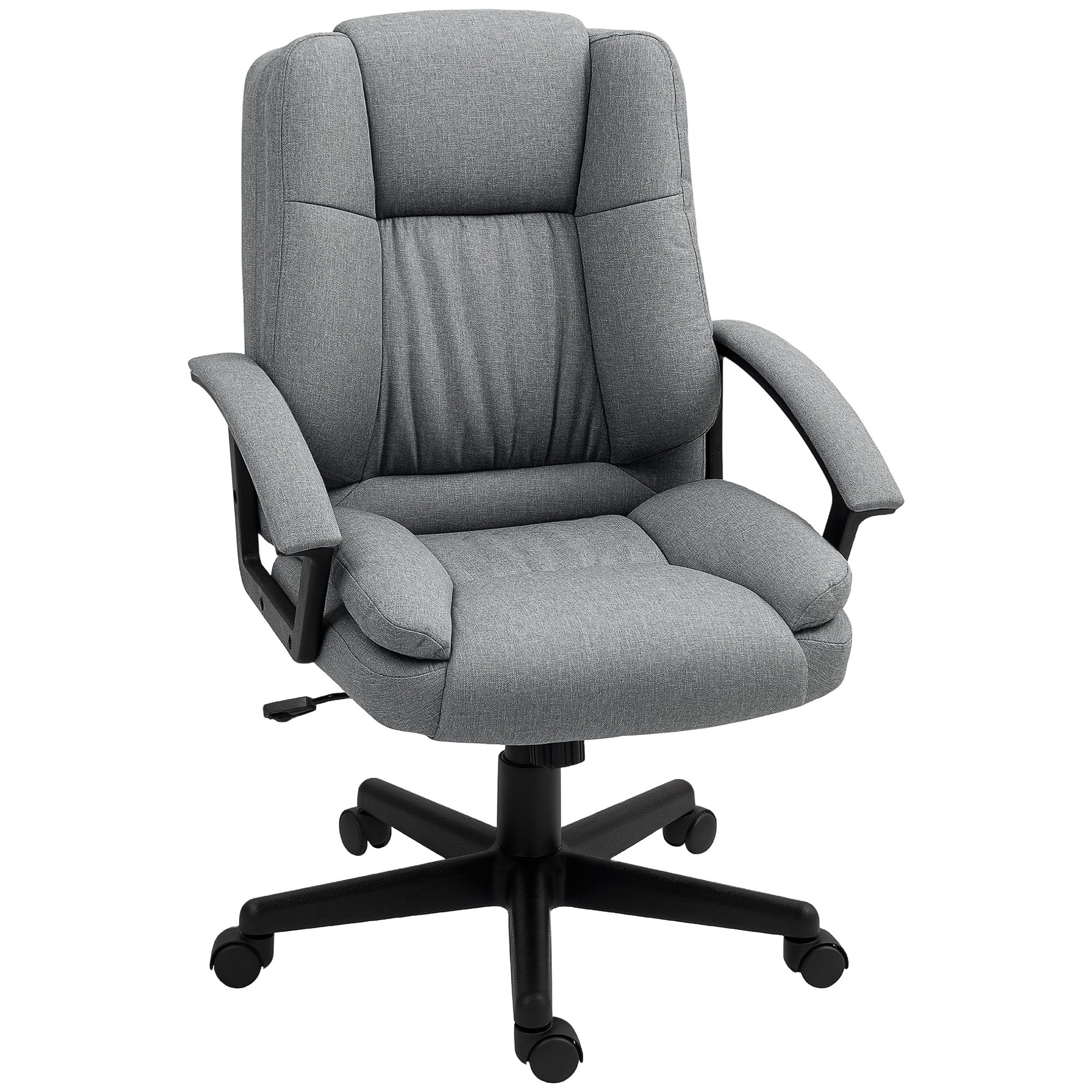 Product photograph of Homcom Ergonomic Desk Chair Breathable Linen Office Chair With Adjustable Height Swivel Rolling Wheels For Home Study Grey Aosom Uk from Aosom UK