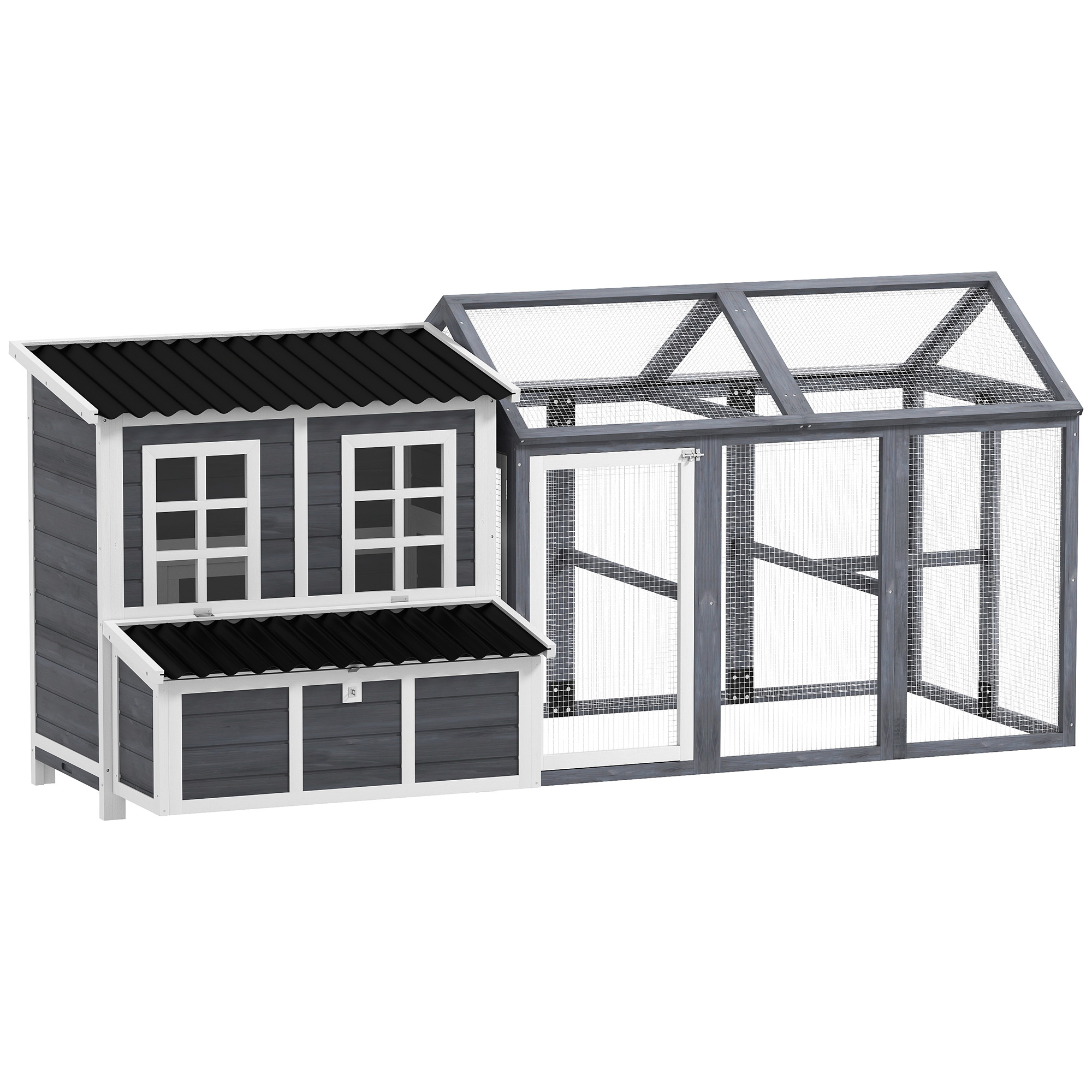 PawHut Walk In Chicken Run with Chicken Activity Shelf and Cover, 2.8 x 5.7 x 2m