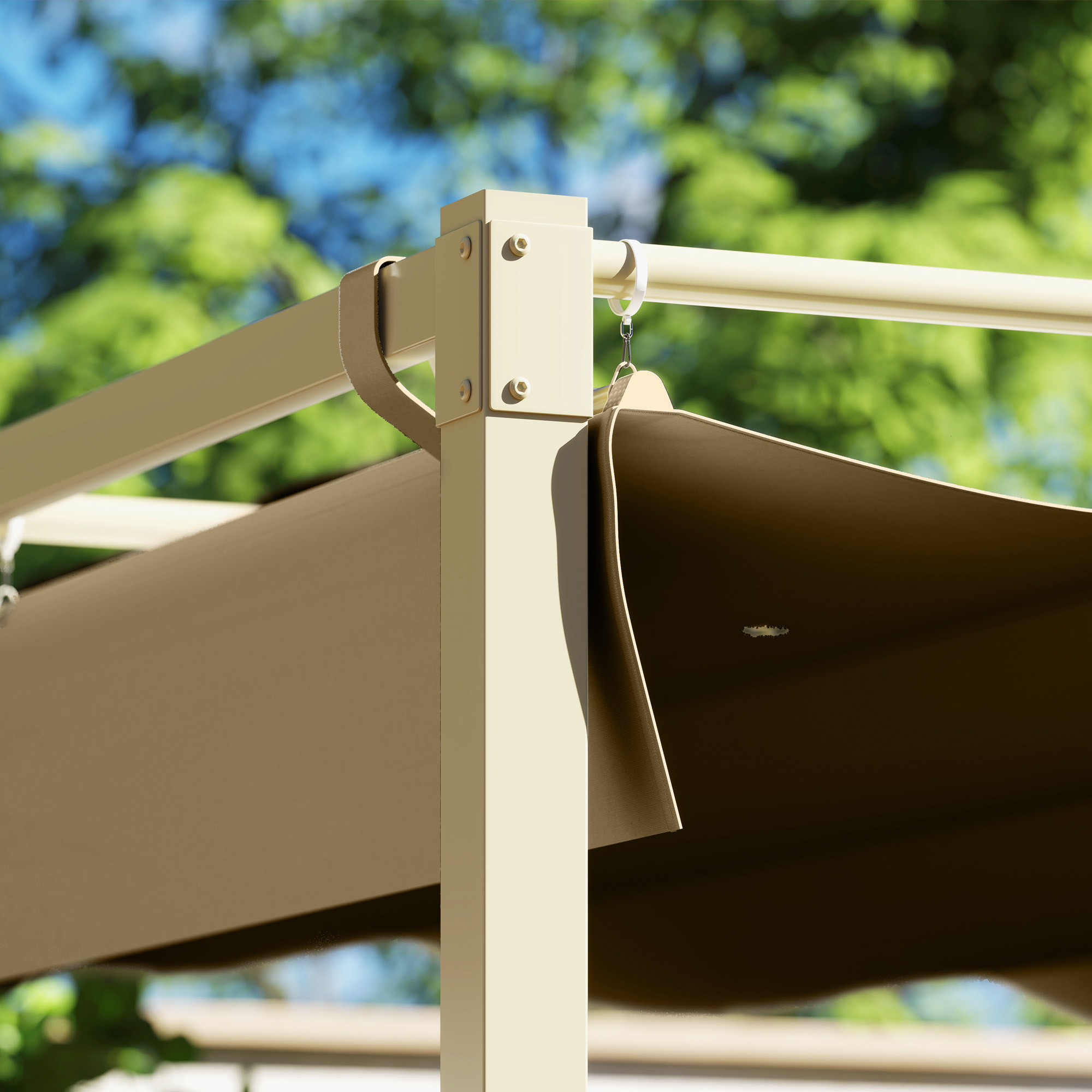 Outsunny 3 x 3m Retractable Roof Metal Pergola Black 9