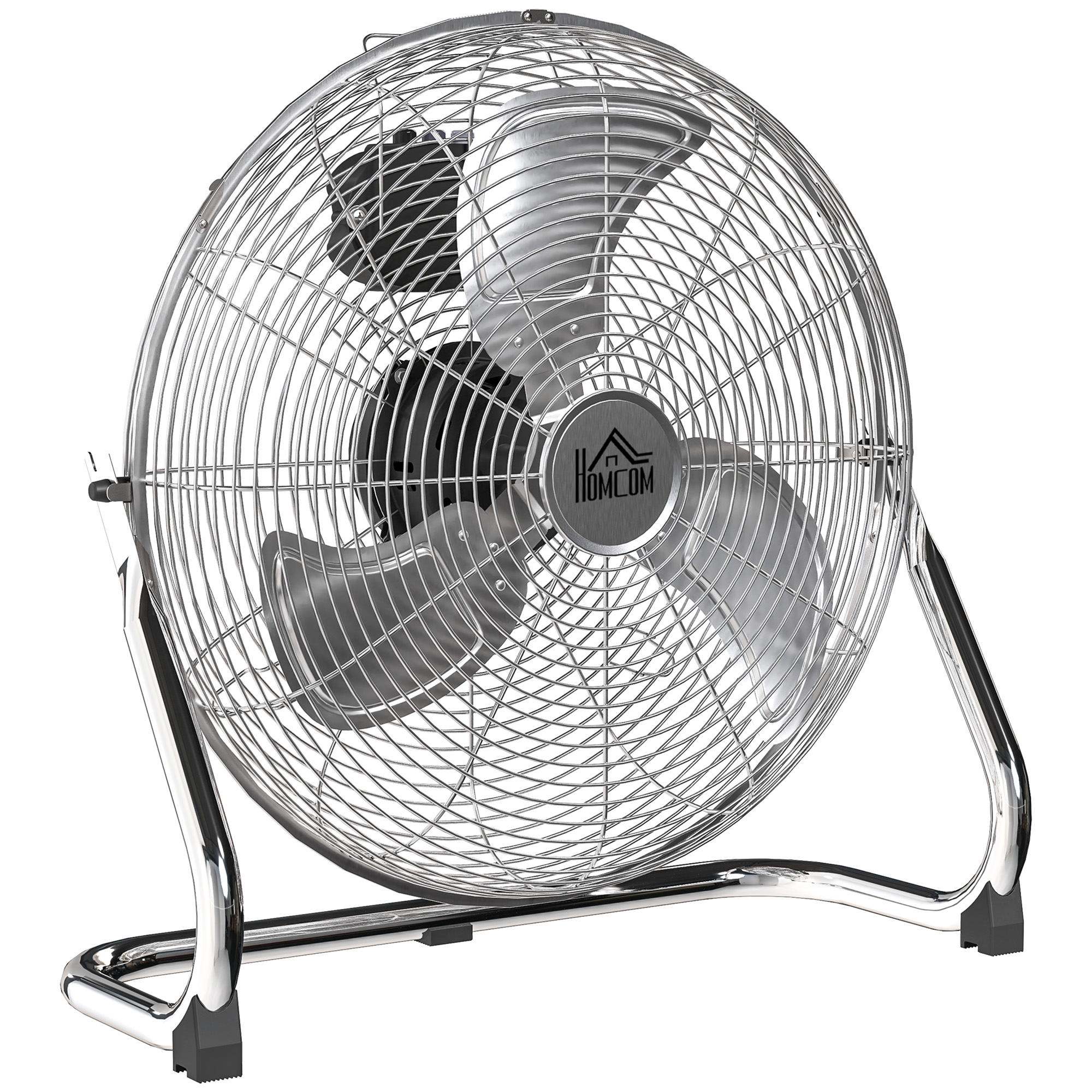 HOMCOM Metal Desk Fan with 3 Speeds & 120° Adjustable Tilt - Silver