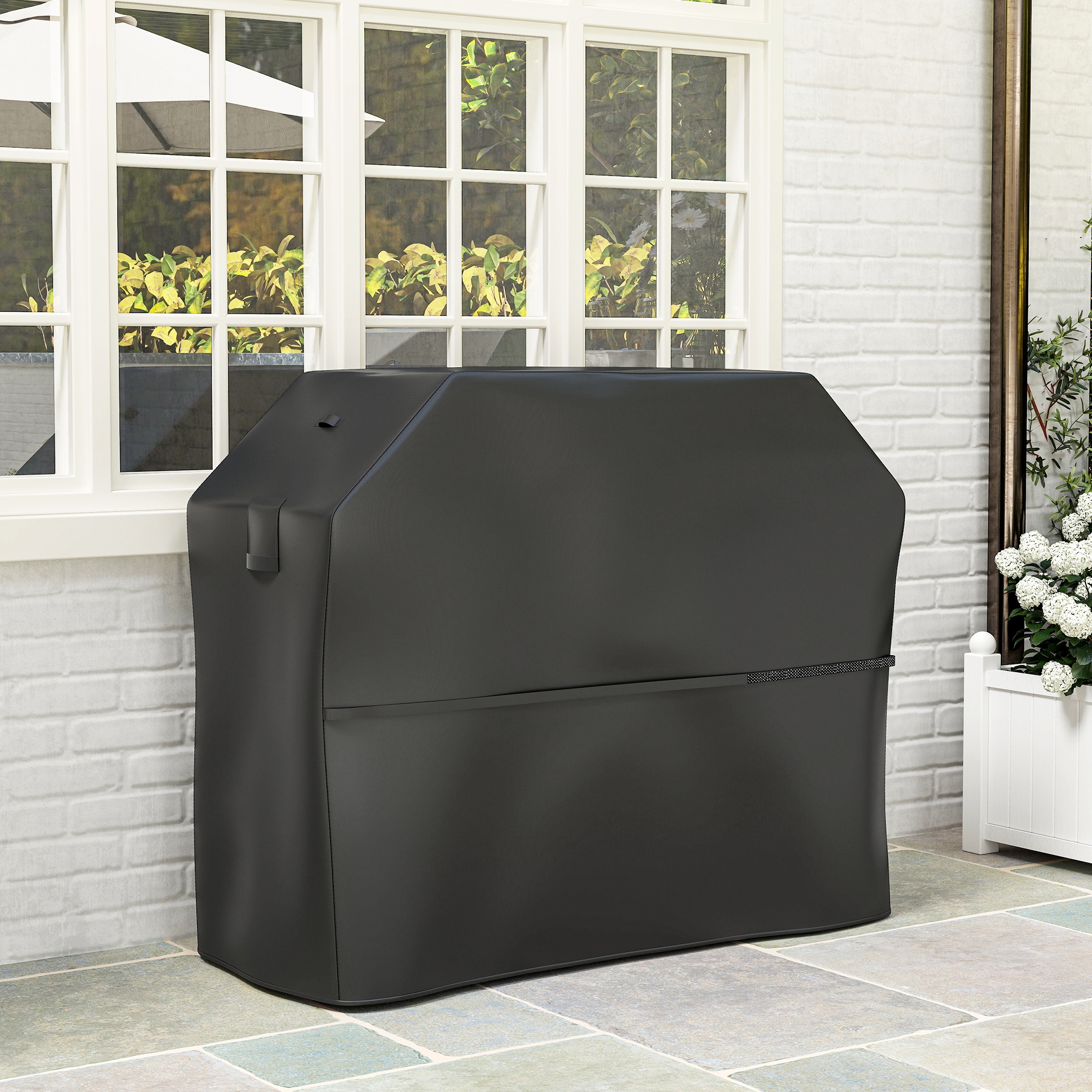 Copertura Barbecue Outsunny 147x61x122 Cm - Telo Impermeabile In Oxford 600D Con UV30+ E Prese D'Aria Per Grill Rettangolari