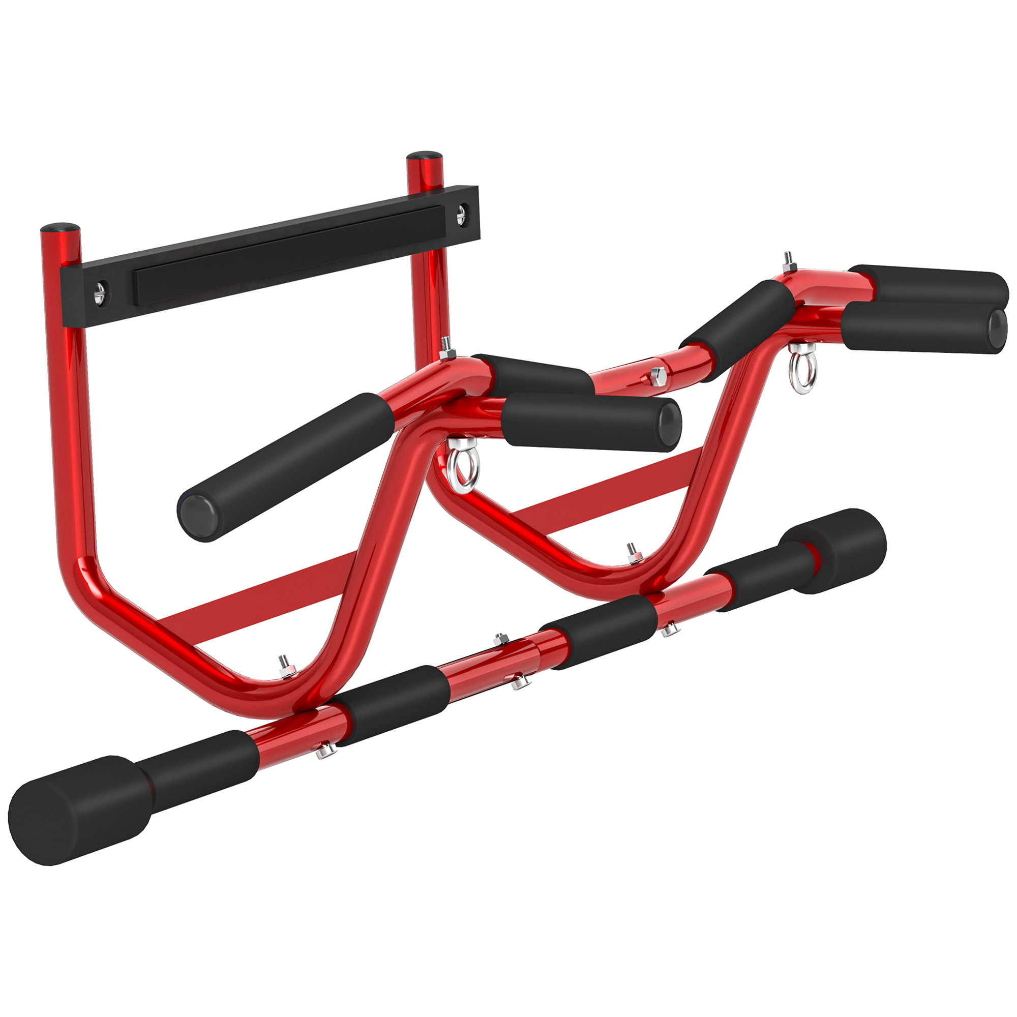 SPORTNOW Barra de Dominadas de Pared Carga 150 kg para Ejercicio y Entrenamiento en Casa Gimnasio Rojo y Negro