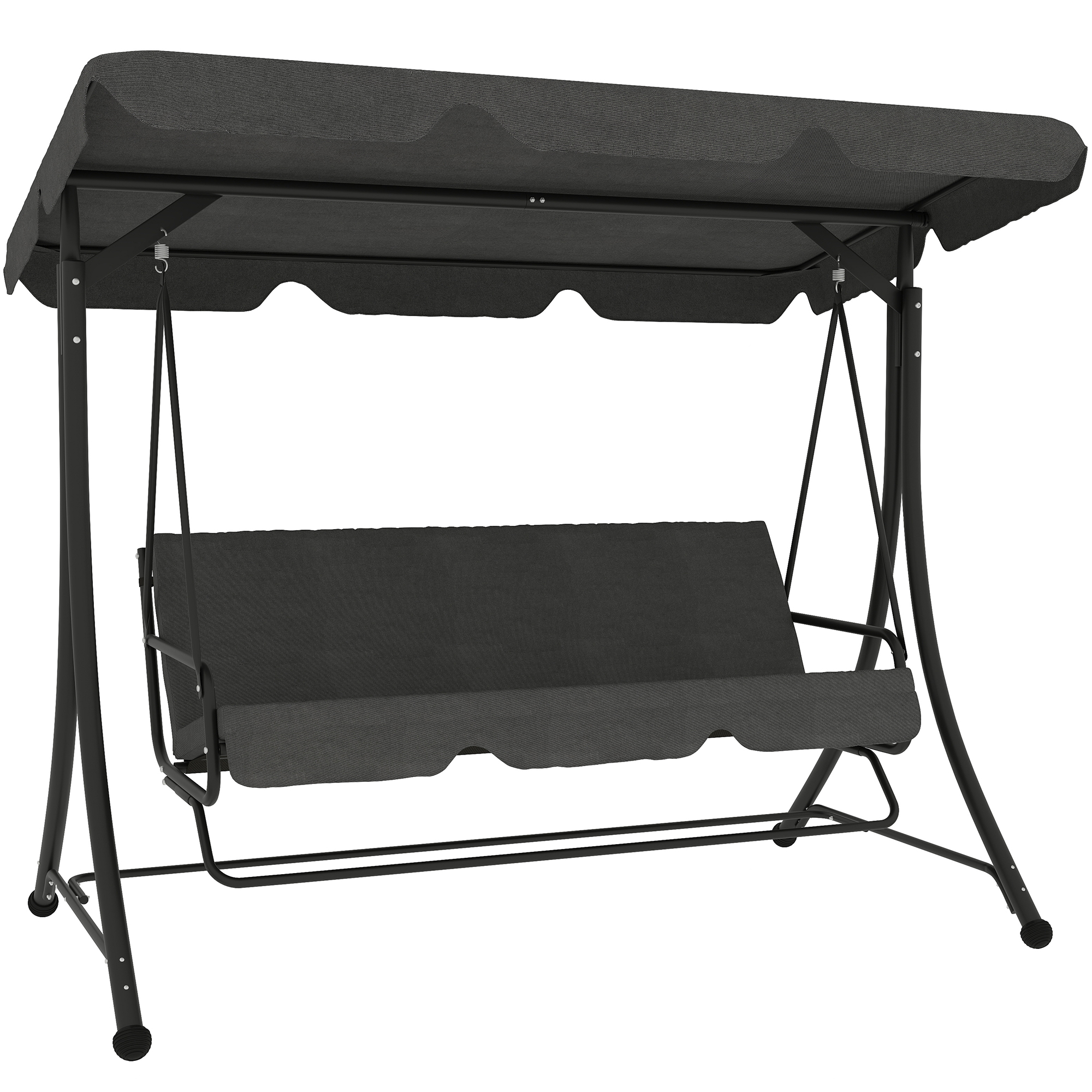 Outsunny Columpio de Jardín de 3 Plazas con Toldo Ajustable Reposapiés Retráctil y Cojines Carga 330 kg 200x127x170 cm Gris