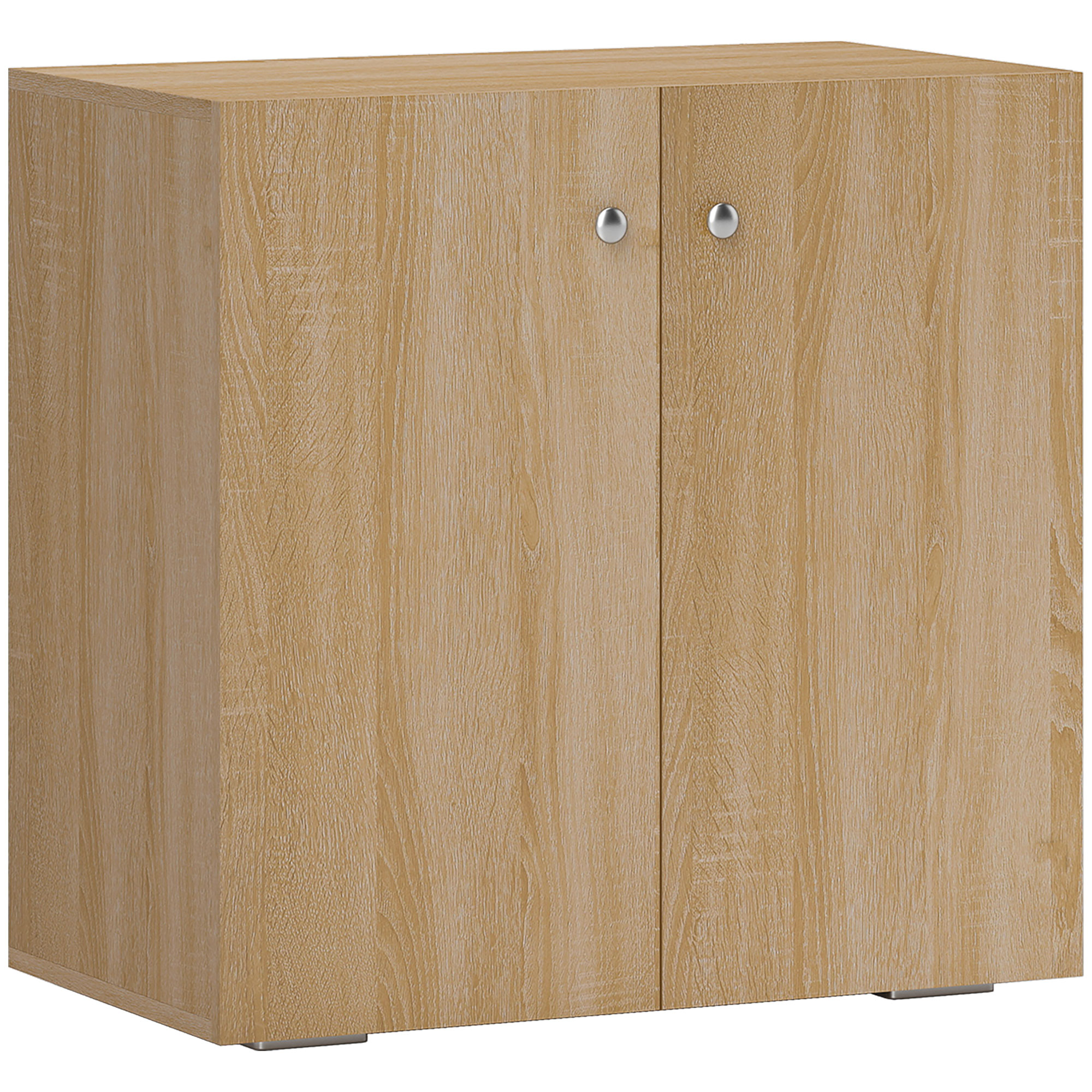 HOMCOM Aparador de Salón 2 Puertas Armario Auxiliar 2 Estantes para Libros Ropa Juguetes Estilo Moderno 70x39x70 cm Madera Natural | Aosom España