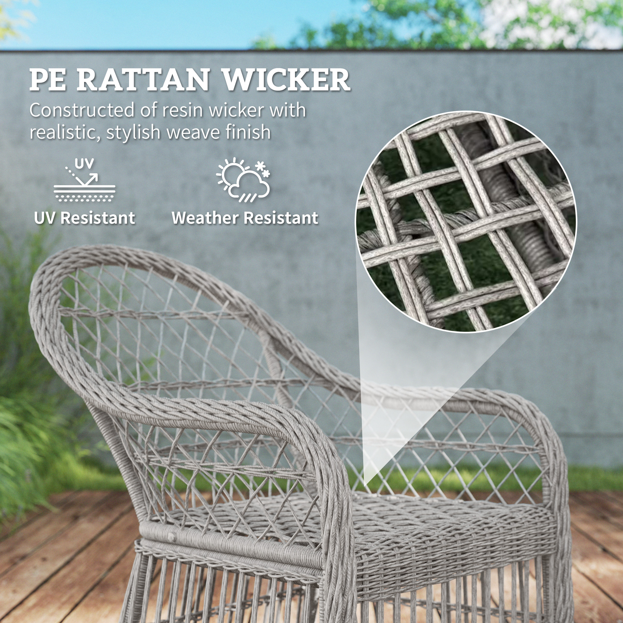 Outsunny Rattan Dining Set with Seat and Back Cushions, 6 Seater Garden Furniture Set with Aluminium Frame, 6 Chairs, WPC Top Rectangle Table, Conservatory Wicker Patio Furniture, Grey 4