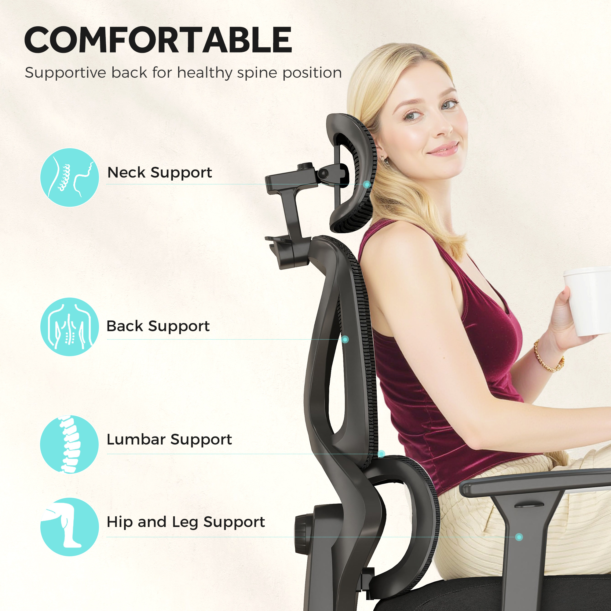HOMCOM Ergonomic and Adjustable Office Chair Black 4