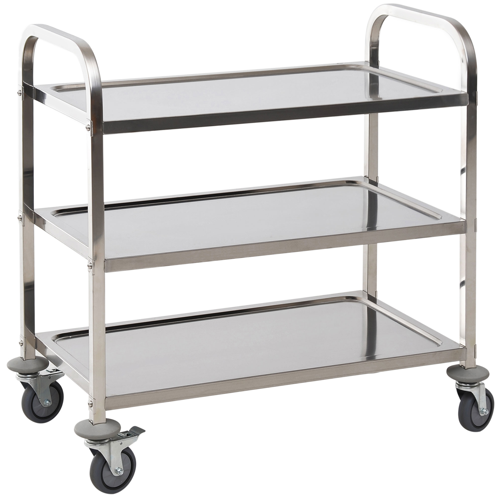 HOMCOM Carro de Cocina Multiusos Carrito Auxiliar con Ruedas Estantería Isla de Cocina 3 Niveles Carga 50kg Acero Inoxidable | Aosom España