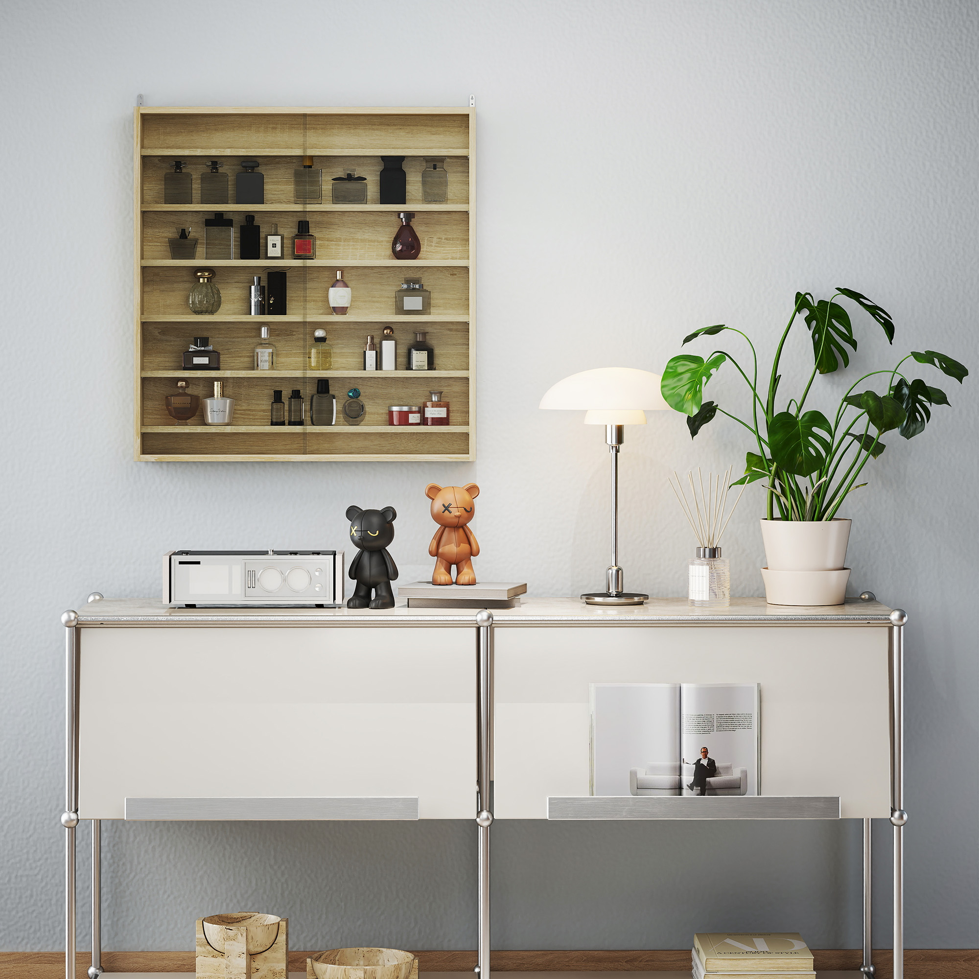 HOMCOM Six Shelf Display Cabinet, with Glass Doors Oak 8