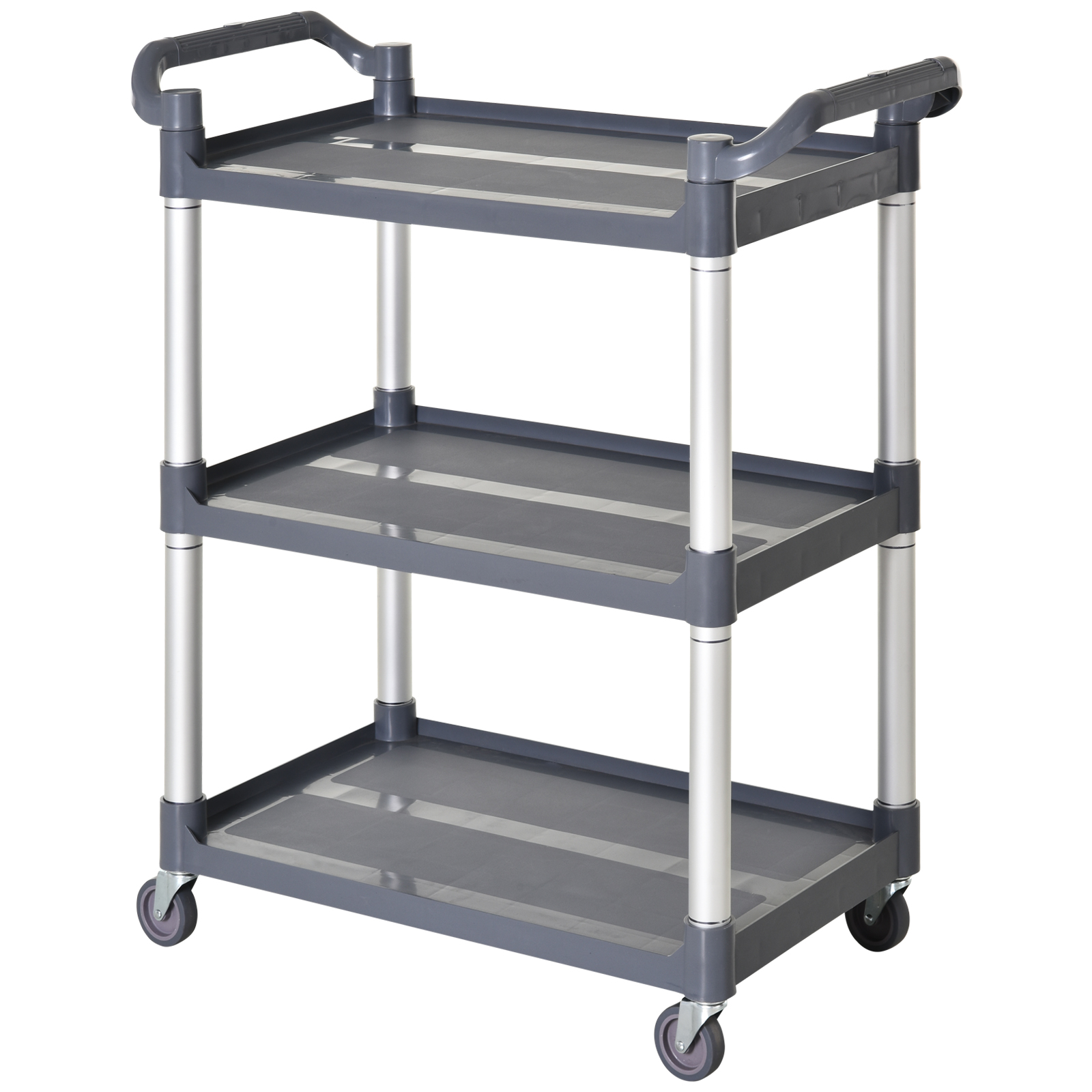 HOMCOM Carrito de Almacenamiento Multiusos de Aluminio 3 Niveles con 4 Ruedas Universales Carga 100 kg 88x44x93 cm Gris | Aosom España