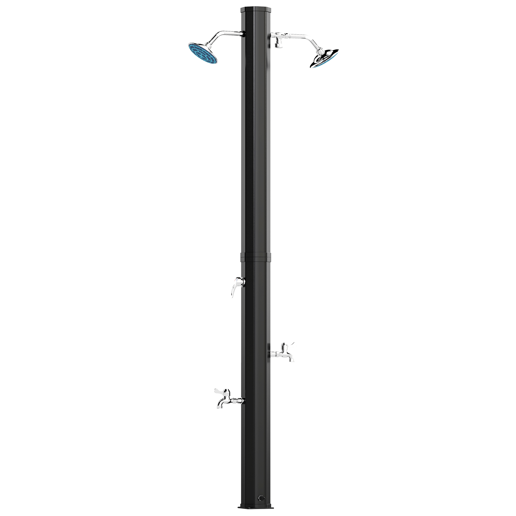 Outsunny Ducha Solar Exterior 35 L con 2 Cabezales Giratorios Duchas para Pies y Agua Caliente Máximo 55℃ 73x18x217 cm Negro