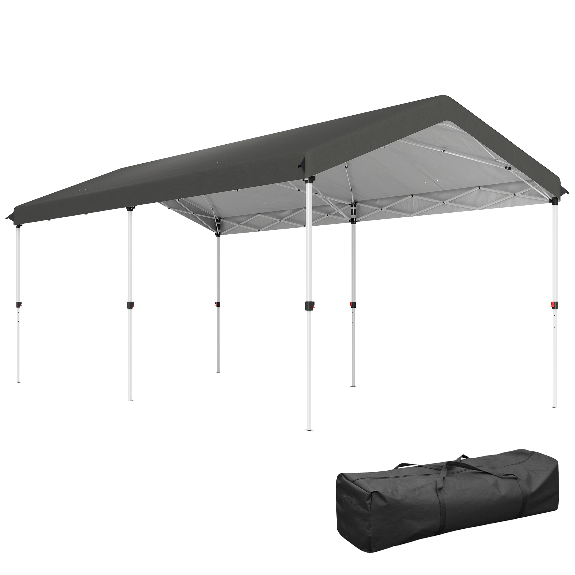 Outsunny Carpa Plegable 6x3 m con Altura Ajustable en 3 Niveles Protección UV50+ y Bolsa de Transporte Blanco
