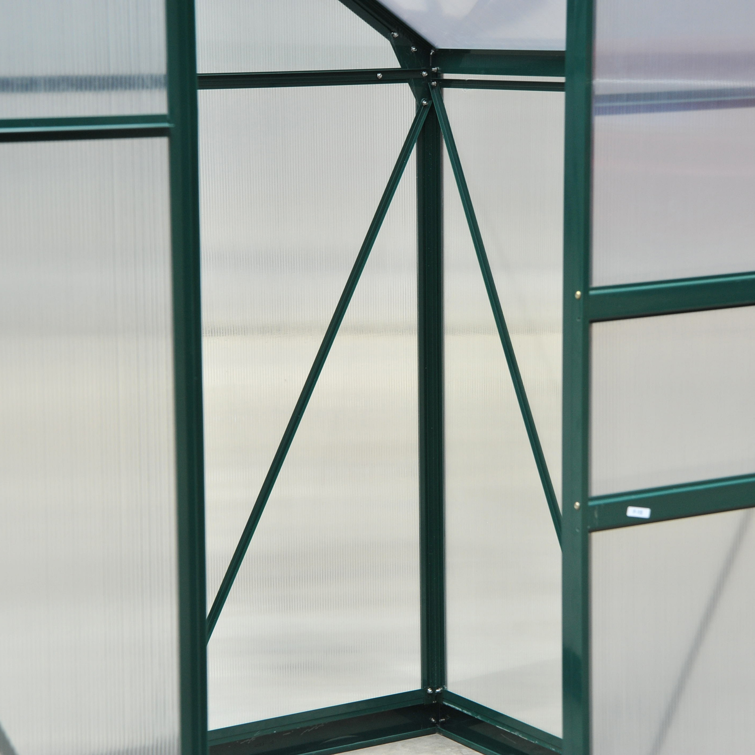 Outsunny 6 x 4ft Polycarbonate Greenhouse, Large Walk-In Green House with Slide Door and Window, Garden Plants Grow House with Aluminium Frame and Foundation, Dark Green 8