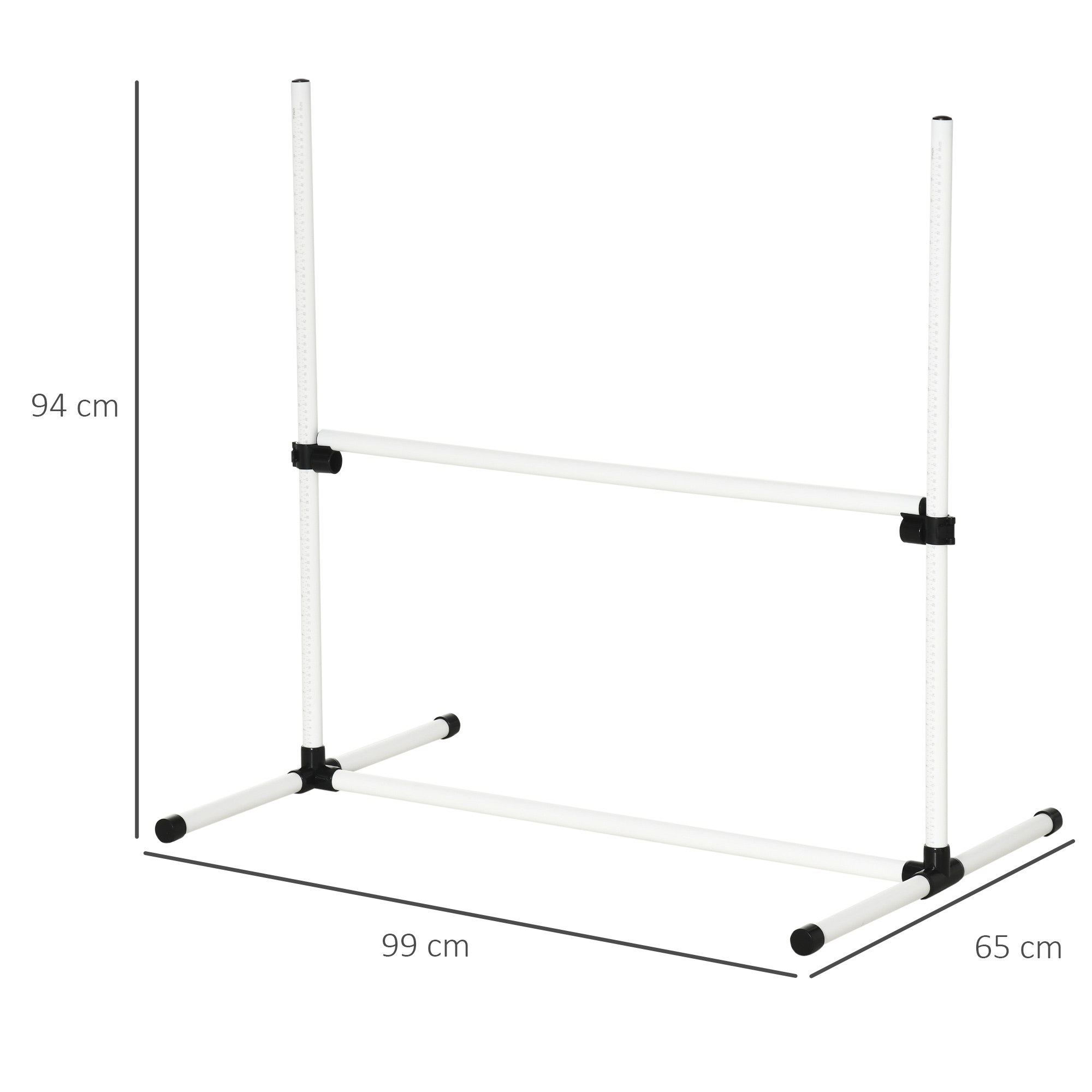 PawHut 4 Pieces Dog Agility Training Equipment, Adjustable Height Jumps Hurdle with Carrying Bag for Outdoor, White 3