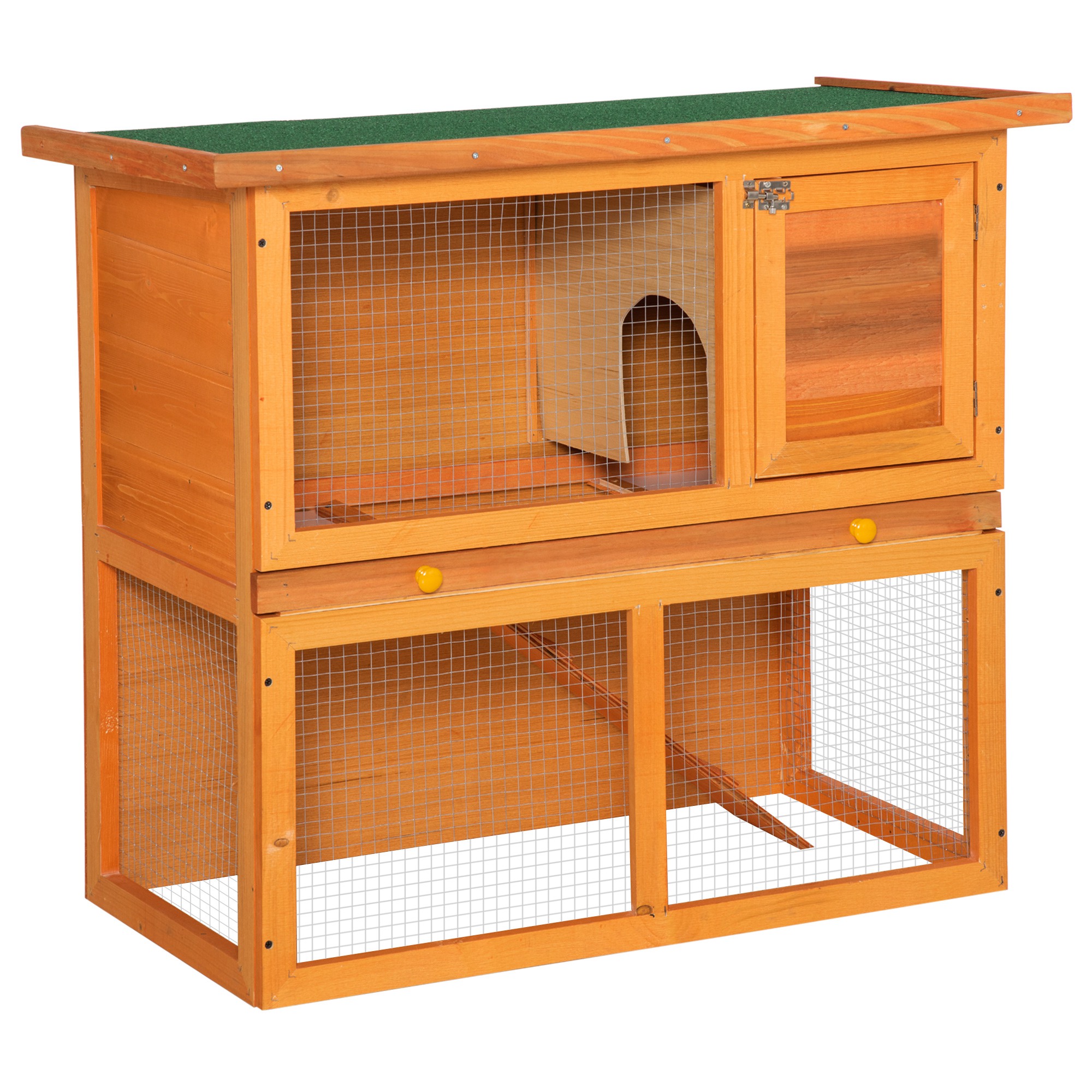 Pawhut Guinea Pigs Hutches,90Lx45Wx65H cm-Fir Wood