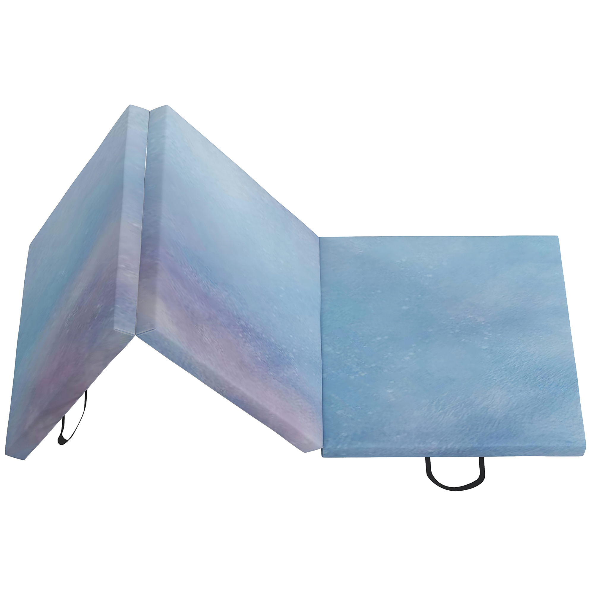 HOMCOM 6FT Foldable Gymnastics Mat, Tri-Fold 2" Thick Crash Mat with Carry Strap Handles for Home Training, Sky Blue 8