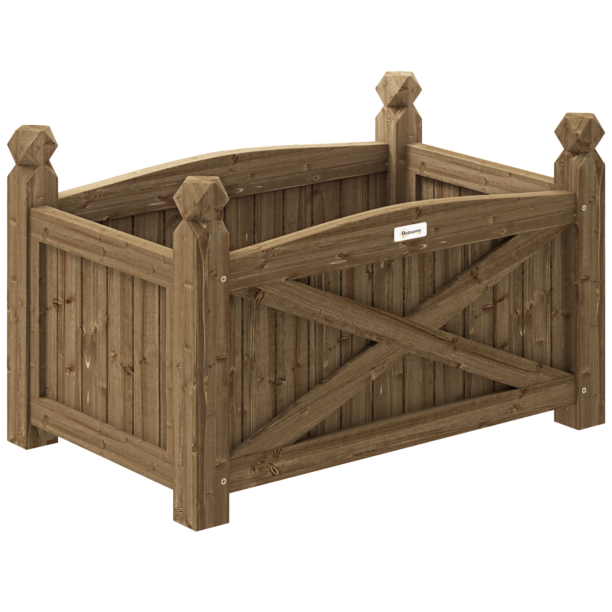 Outsunny Jardinera de Madera Elevada para Cultivar Plantas Flores Hierba para Jardín Balcón Terraza 60x39x37 cm Café Oscuro