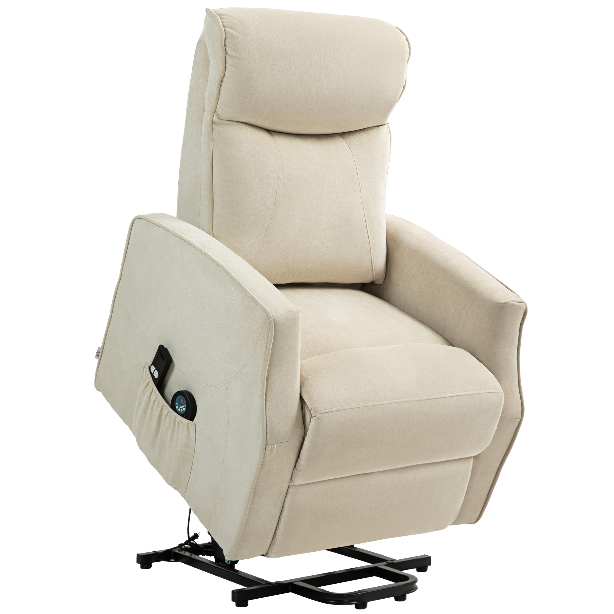 HOMCOM Fotoliu Electric de Relaxare cu 2 Telecomenzi Suport pentru Picioare și 8 Puncte de Masaj 745x875x110 cm Crem | Aosom Romania