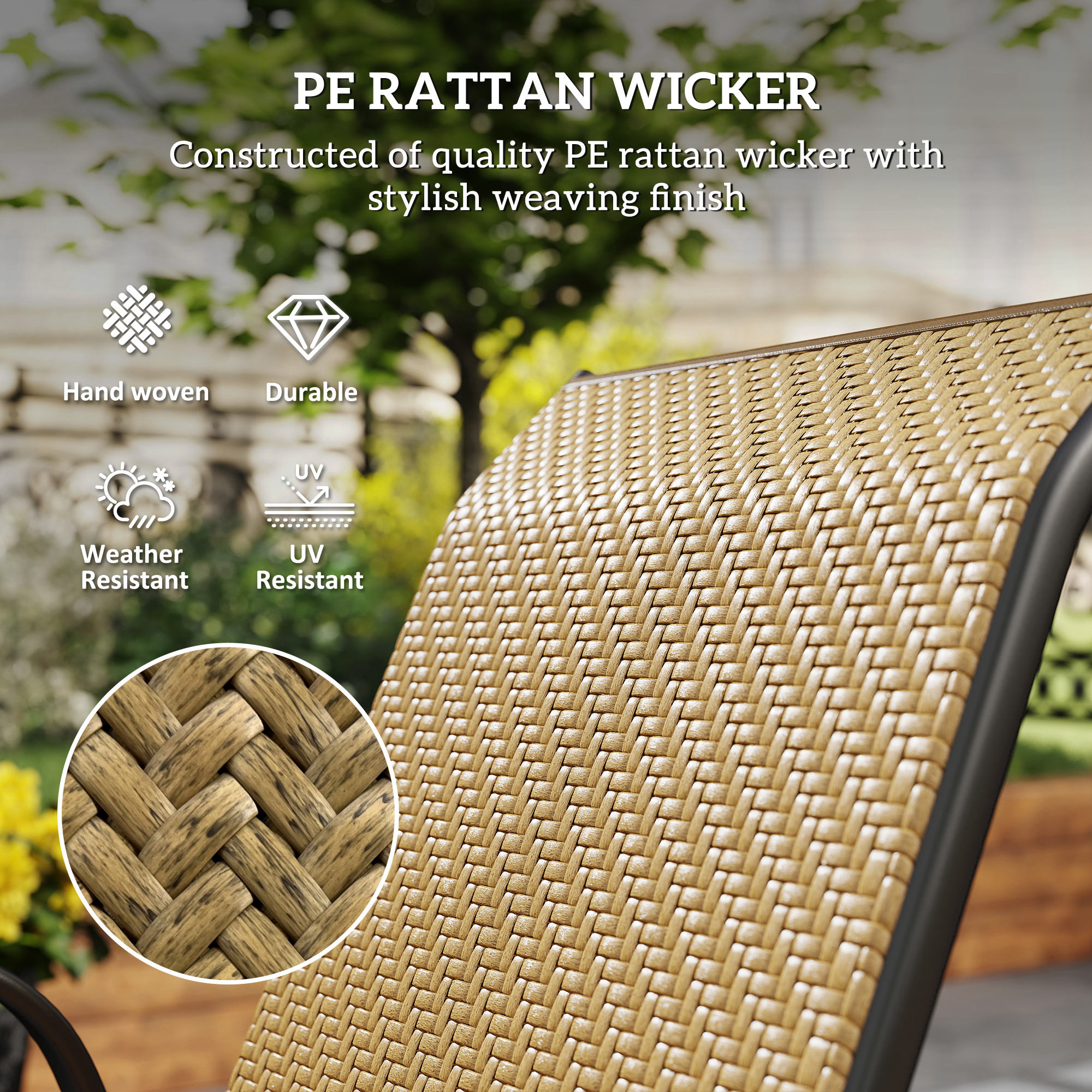 Outsunny Four-Piece Stacking Rattan Garden Seat Set Khaki 6