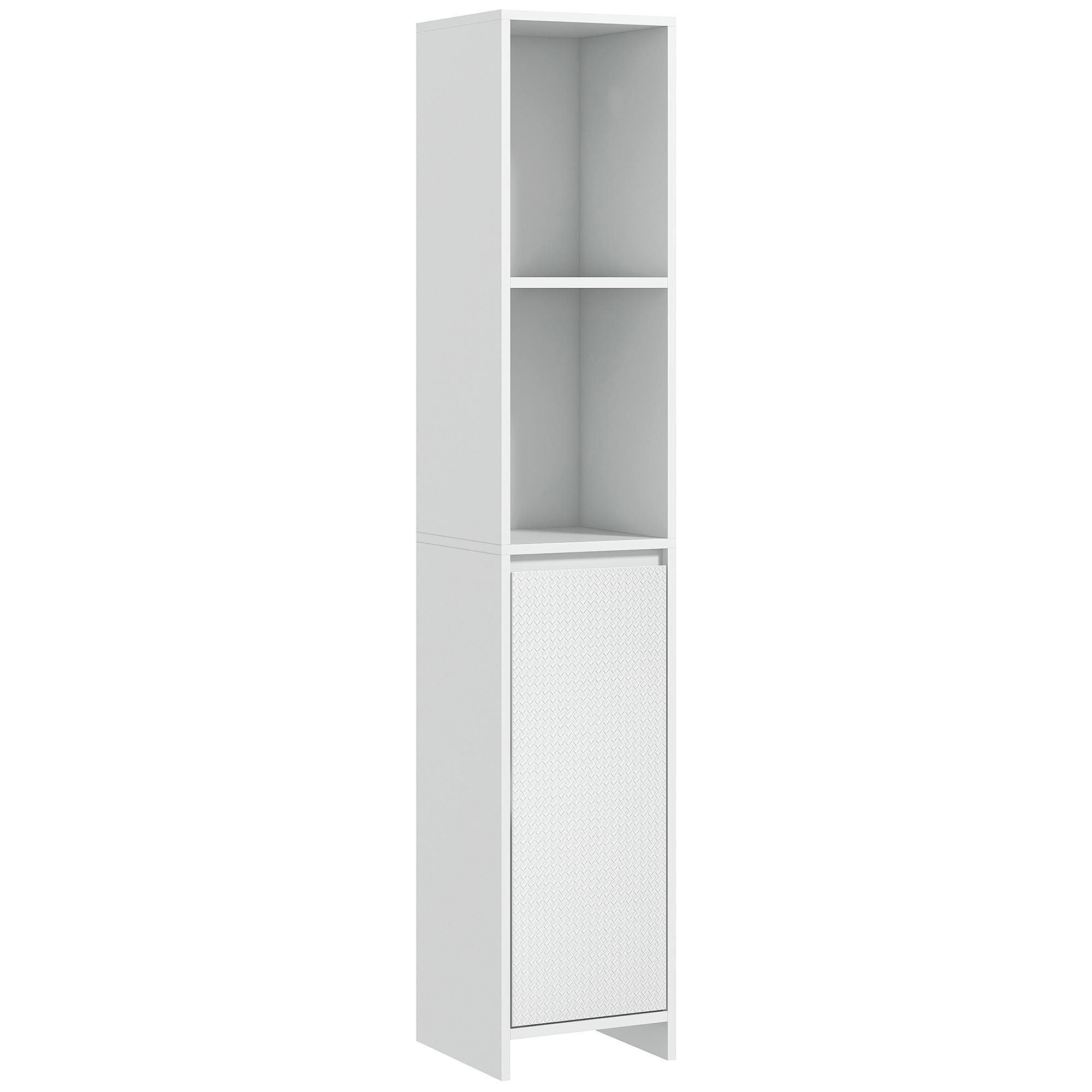 HOMCOM Dulap de Baie cu Dulăpior și 2 Compartimente Deschise Mobilier Baie cu Spațiu de Depozitare 30x30x160 cm Alb | Aosom Romania