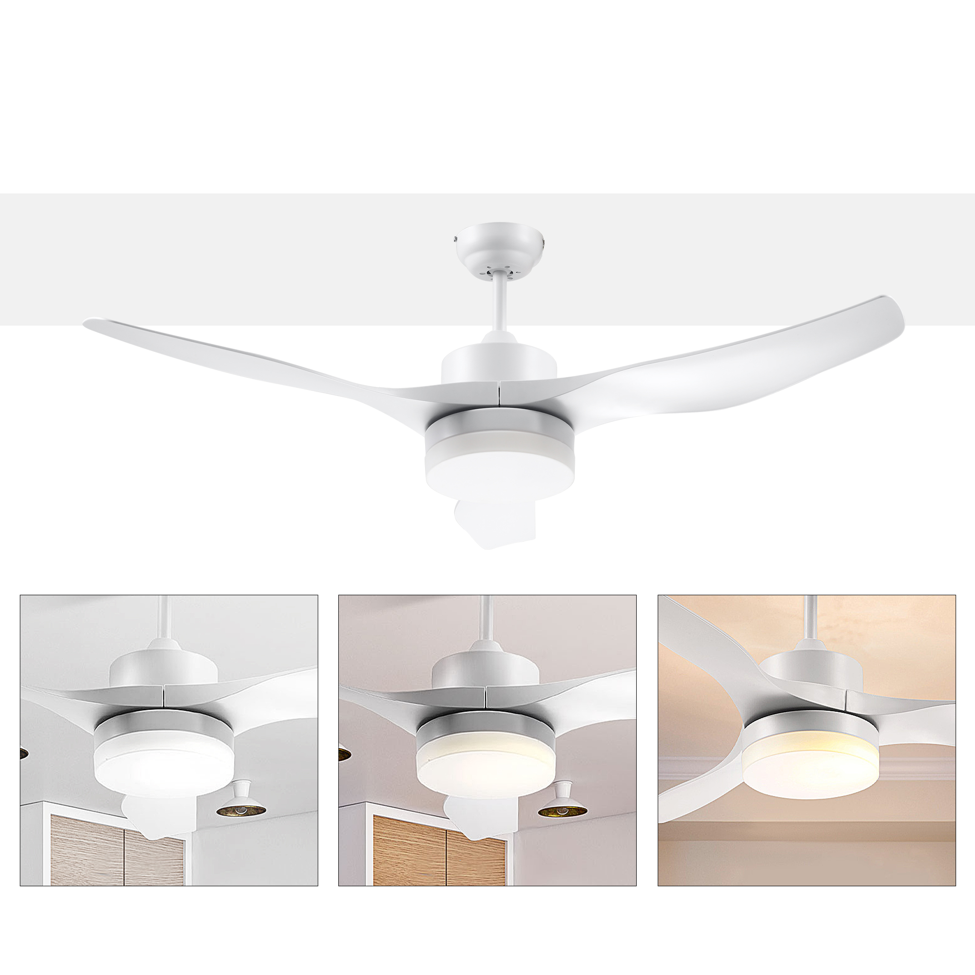 Rosnek Ventilatore A Soffitto Con Luce LED 100 Cm | Motore DC Silenzioso, Telecomando E App WiFi | 6 Velocità, 3 Colori Dimmerabili - 3