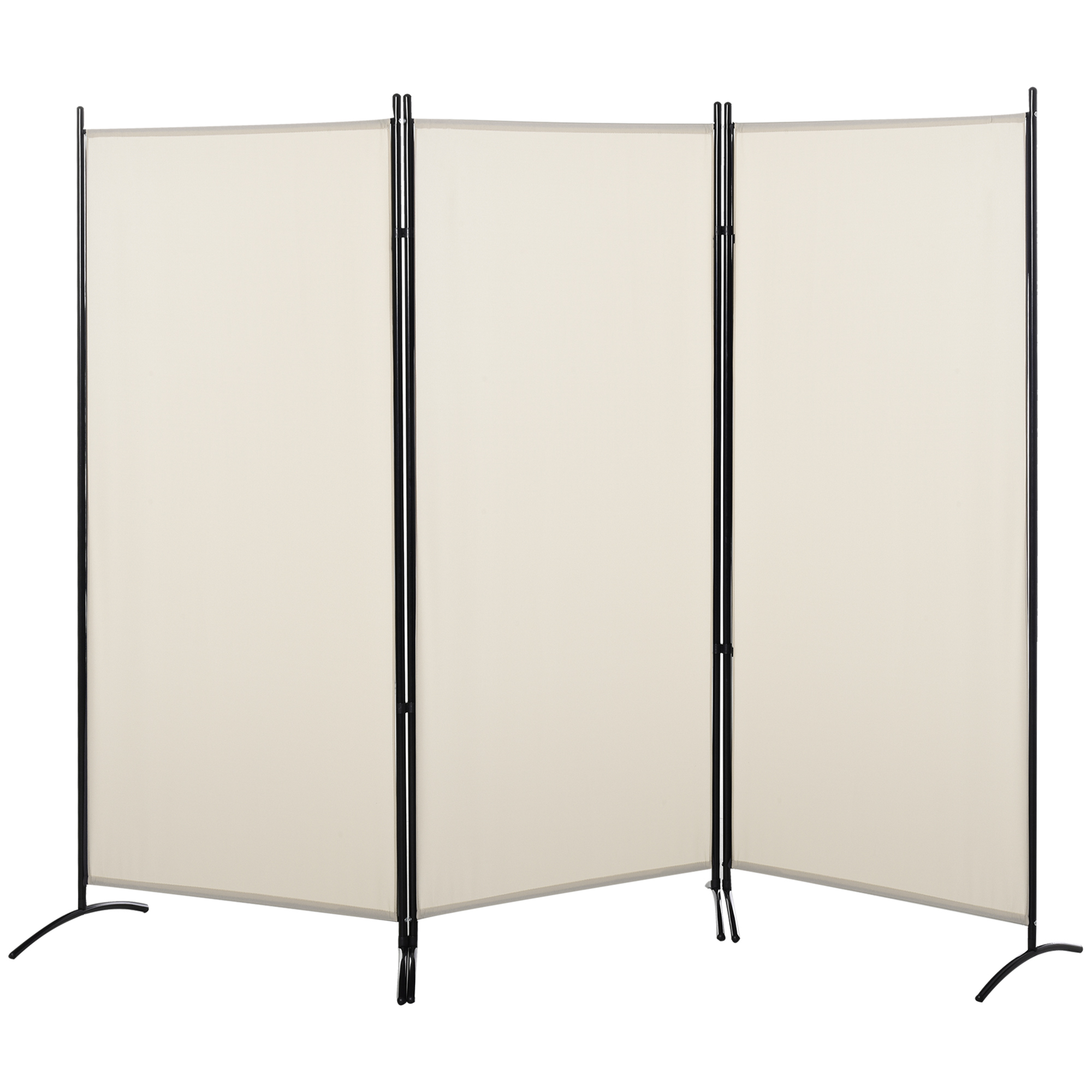HOMCOM Paravan Decorativ Interior, 3 Panouri, Metal și Poliester, 253x50x182cm, Bej | Aosom Romania