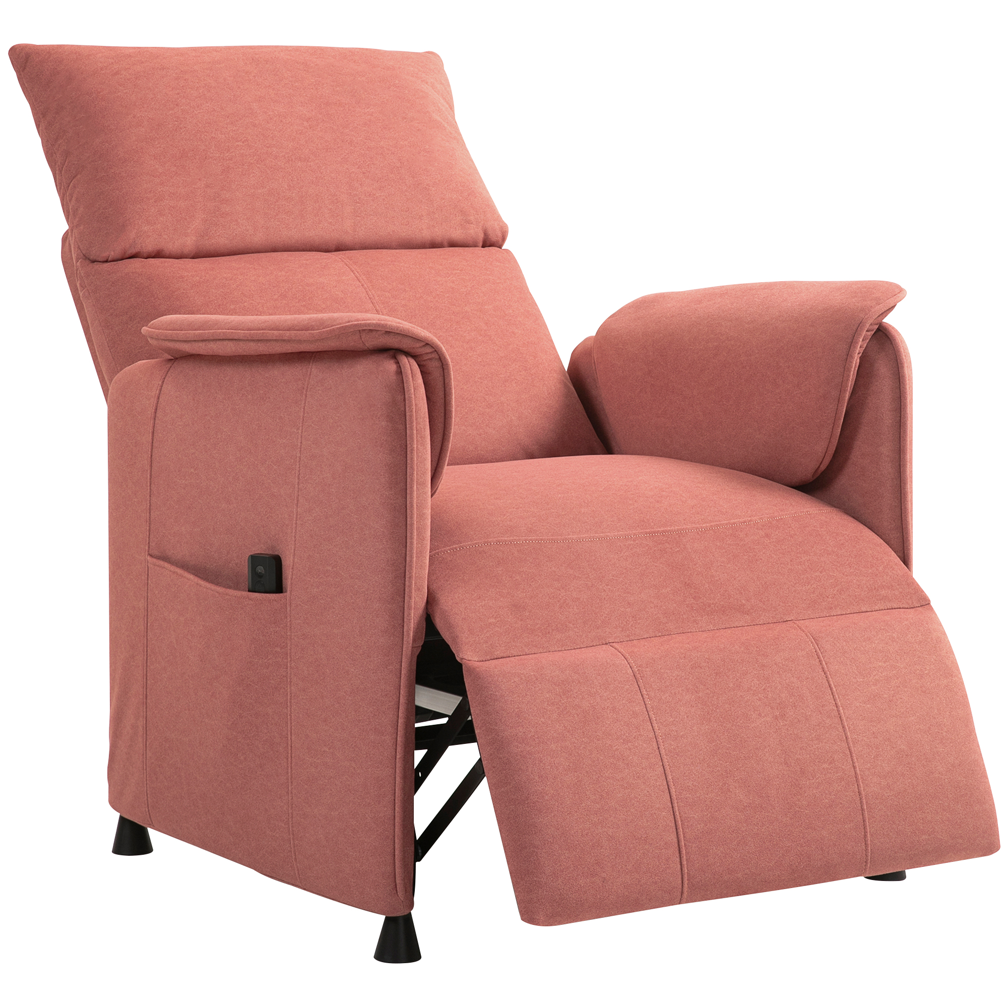 HOMCOM Sillón Reclinable con Motor sin Escobillas Reposapiés Tapizado Resistente y Bolsillos Laterales 80x83x104 cm Naranja