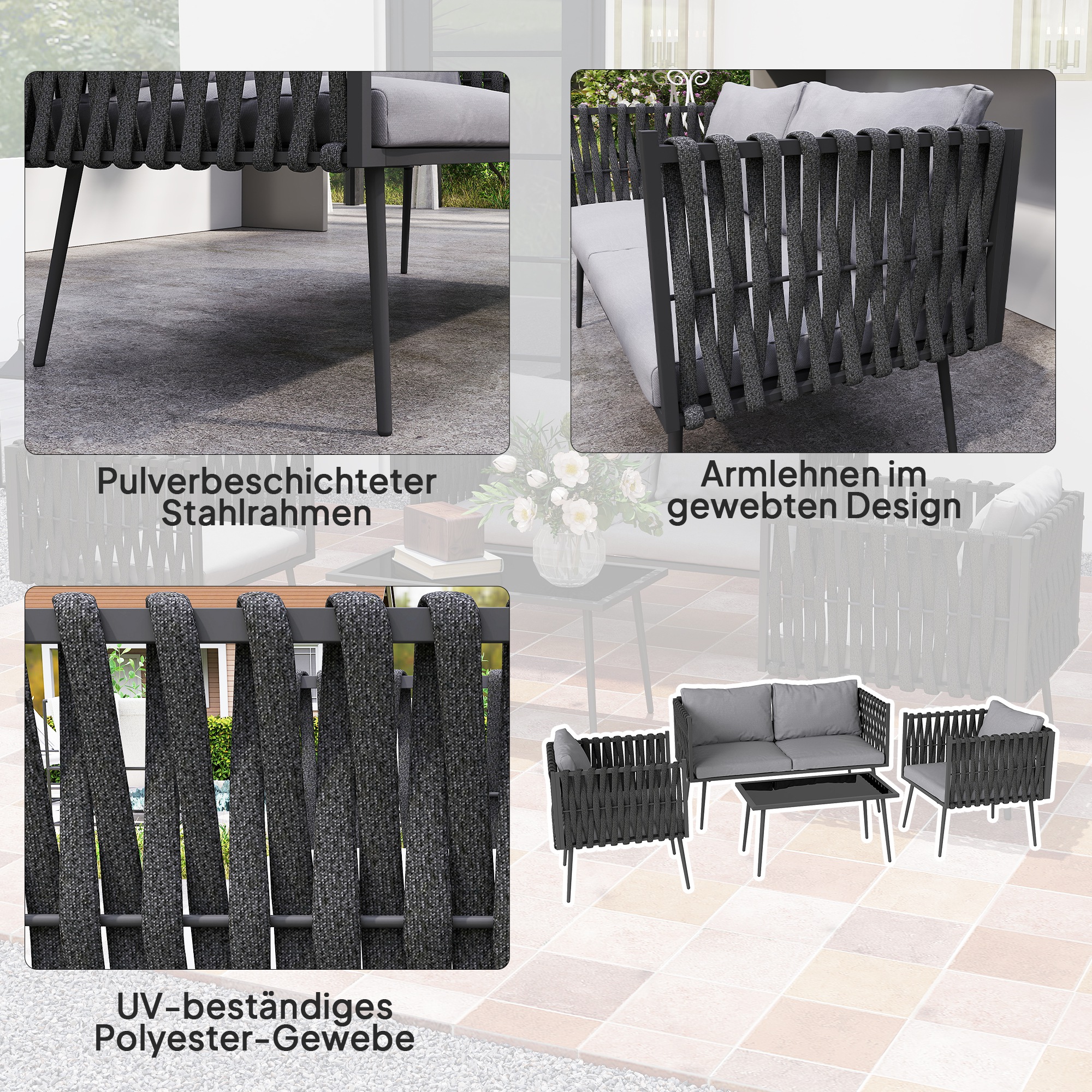 Enzeno Gartenmöbel-Abdeckung – Wasserfest, 500D Oxford-Gewebe, 230x230x90 Cm Für Rattan-Sofas