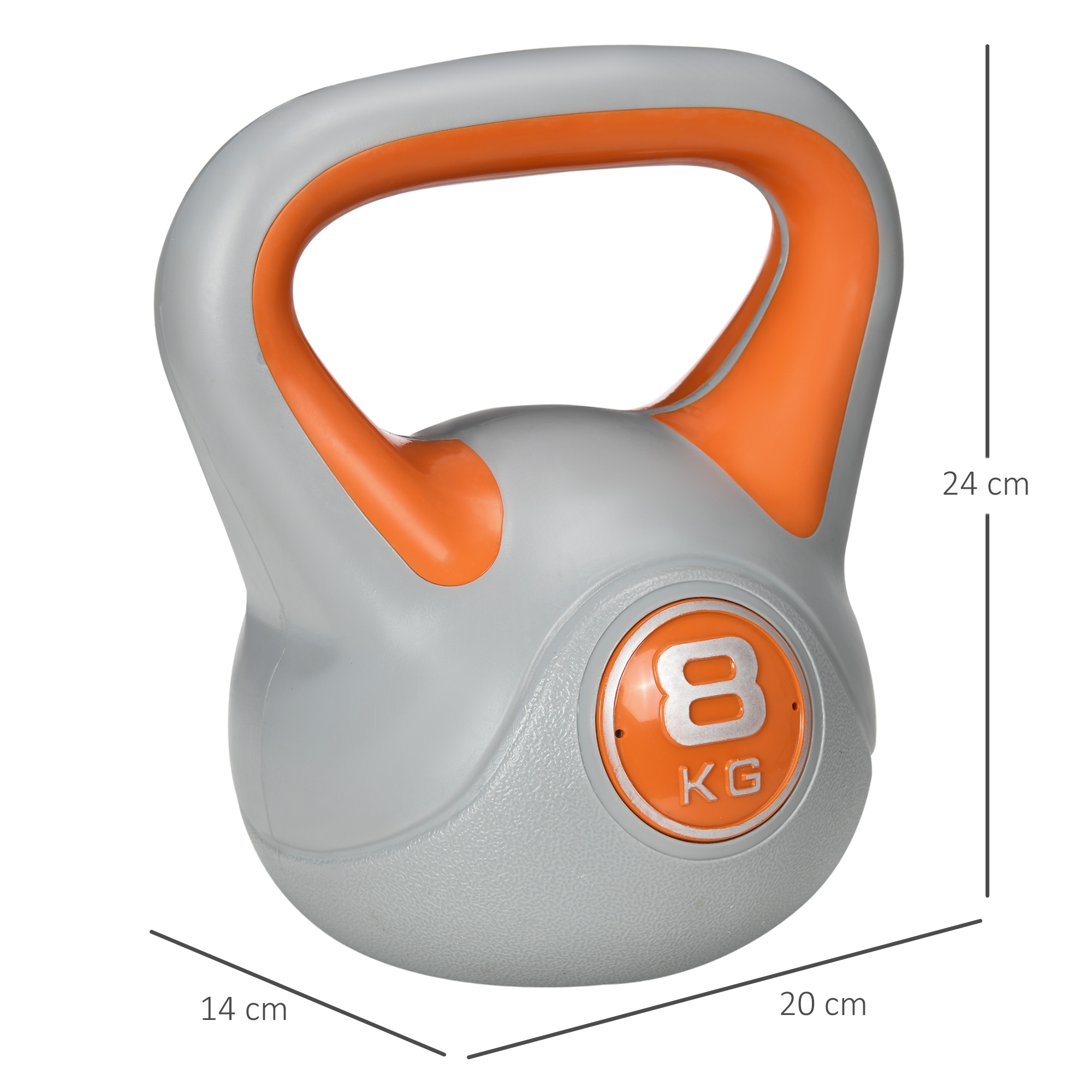 SPORTNOW Kettlebell, 8kg Kettle Bells with Handle for Home Gym Weight Lifting and Strength Training, Orange and Grey 3