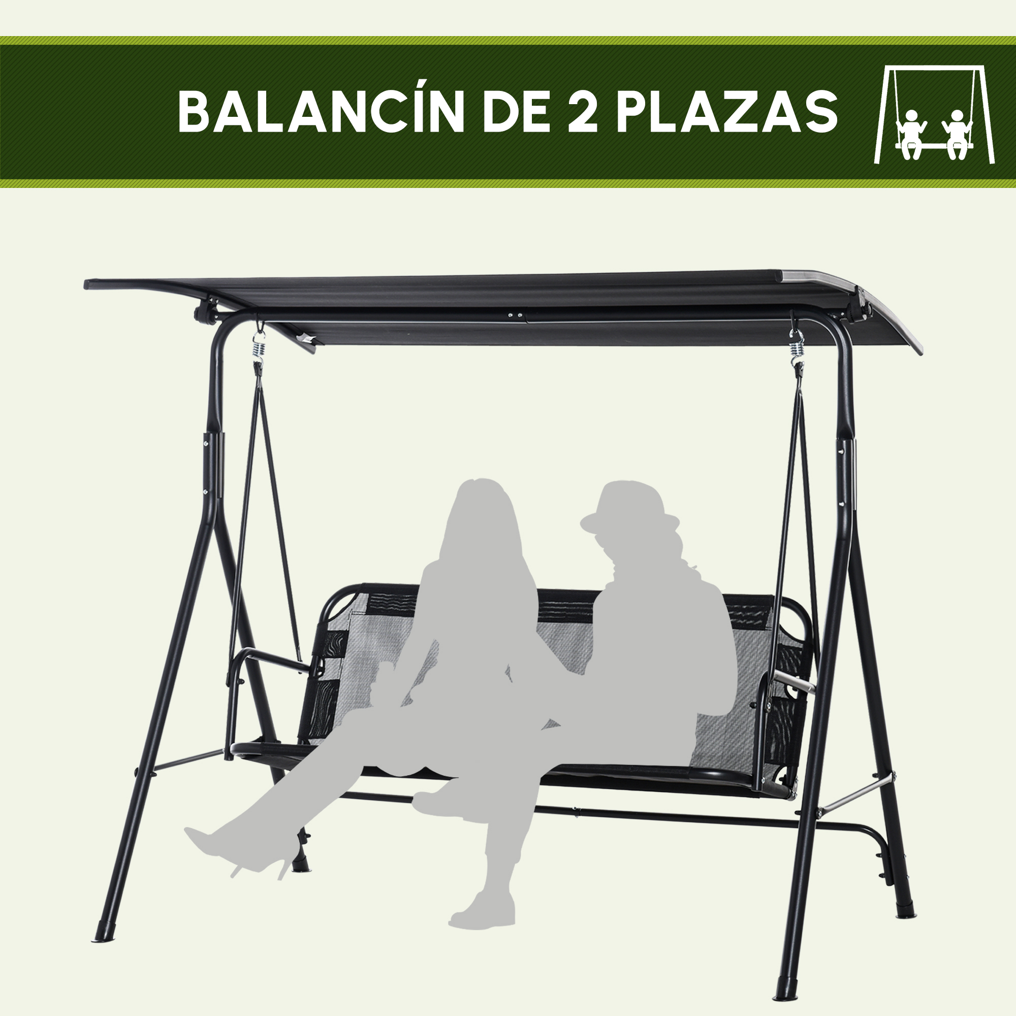 Columpio De Jardín Mainstays 2 Plazas Negro | Walmart