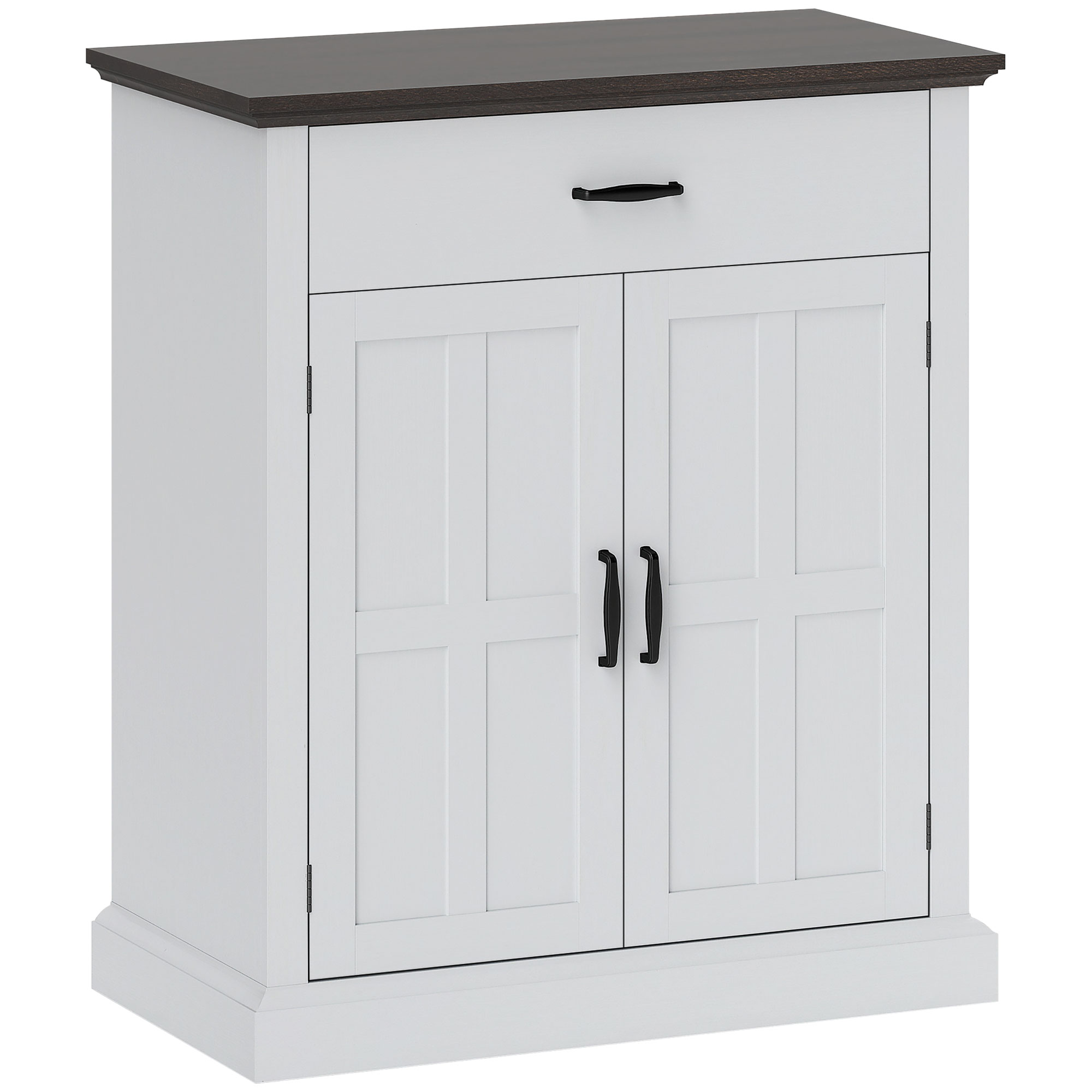 HOMCOM Aparador para Salón Rústico con 2 Puertas 1 Cajón Estante Ajustable para Comedor Entrada Blanco 75,2x40x91,5 cm