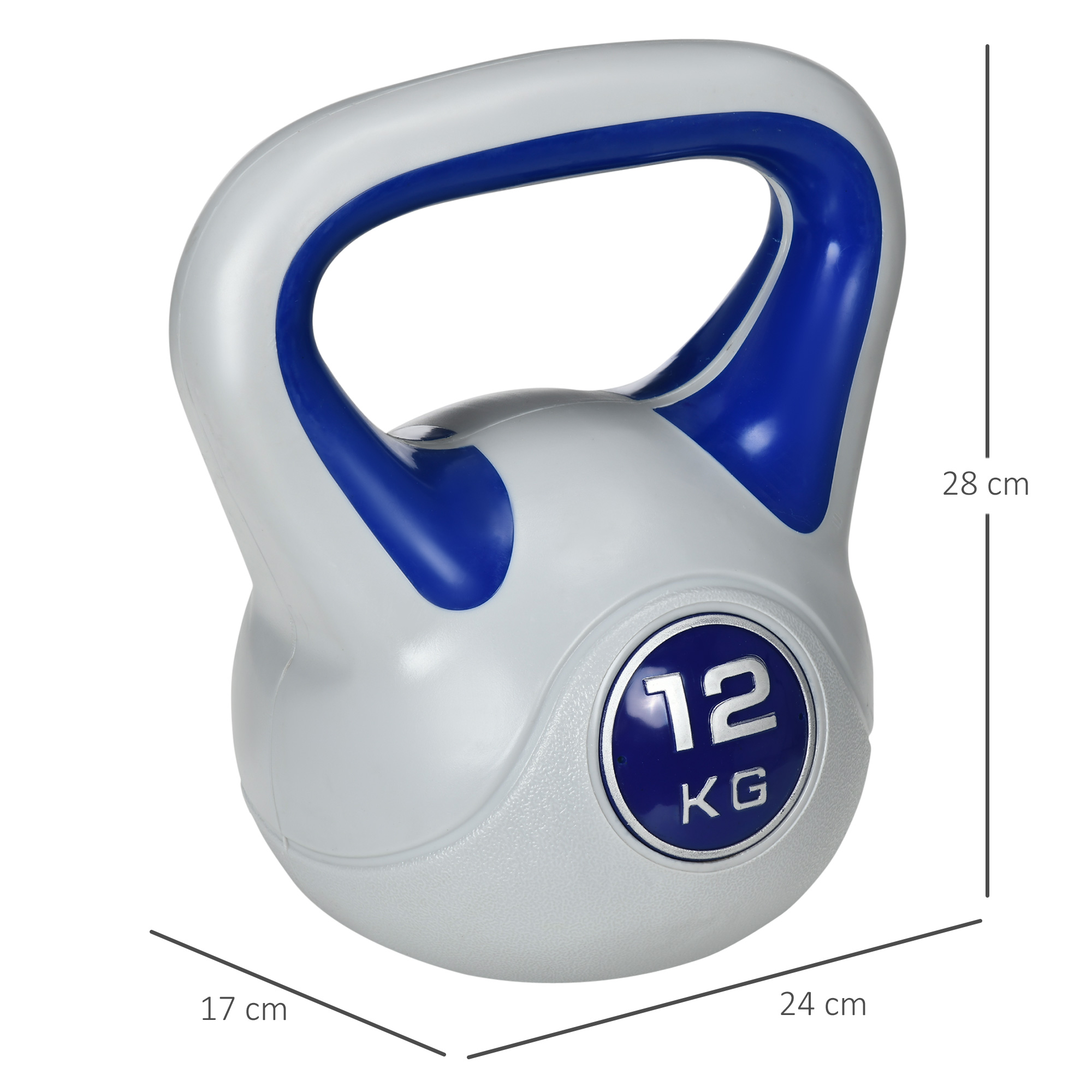 SPORTNOW Kettlebell, 12kg Kettle Bells with Handle for Home Gym Weight Lifting and Strength Training, Dark Blue and Grey 3