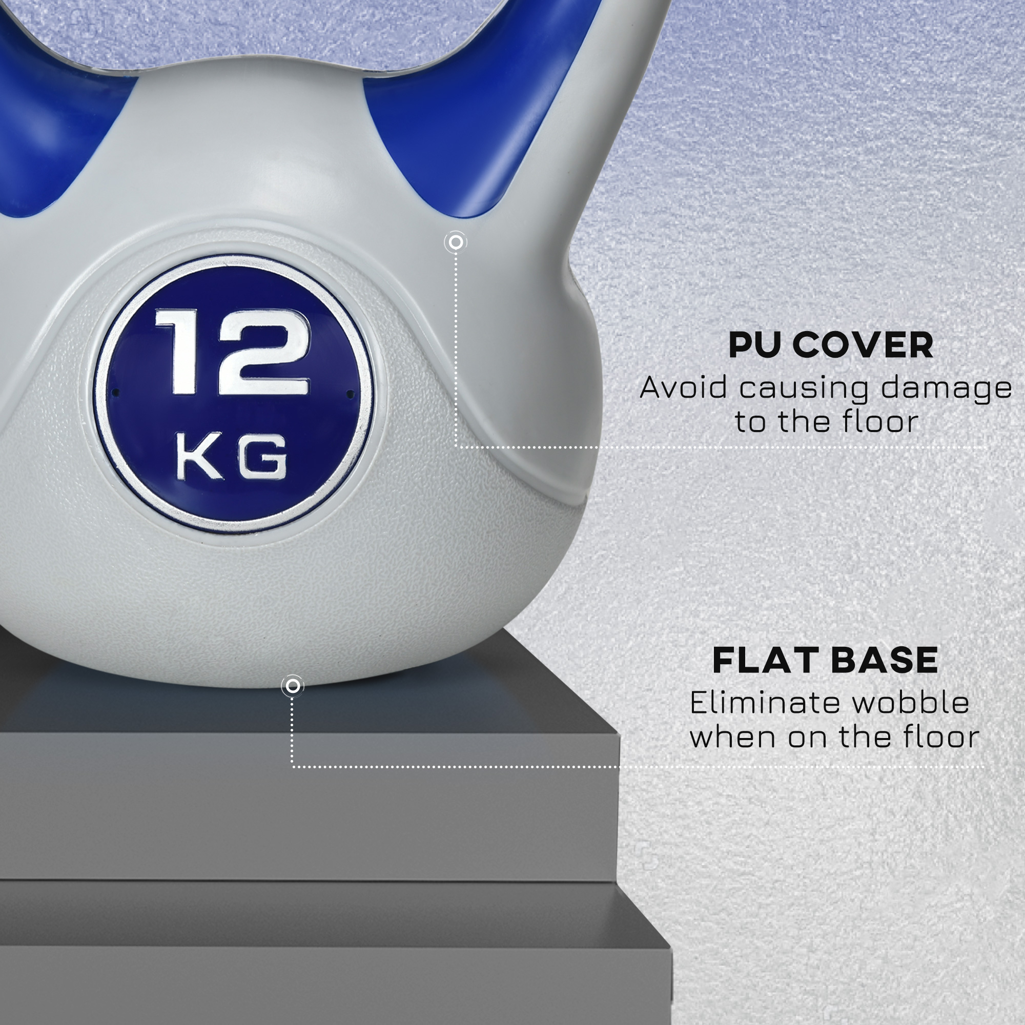 SPORTNOW Kettlebell, 12kg Kettle Bells with Handle for Home Gym Weight Lifting and Strength Training, Dark Blue and Grey 6