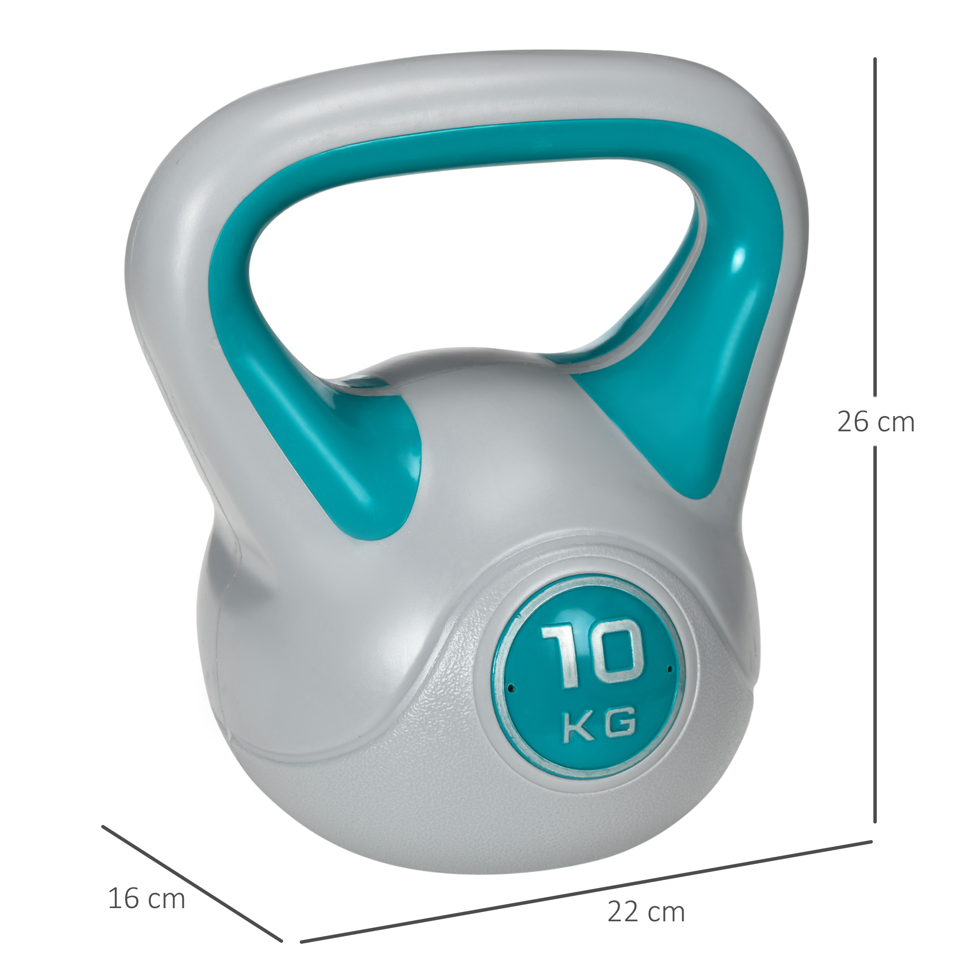 SPORTNOW Kettlebell, 10kg Kettle Bells with Handle for Home Gym Weight Lifting and Strength Training, Light Blue and Grey 3