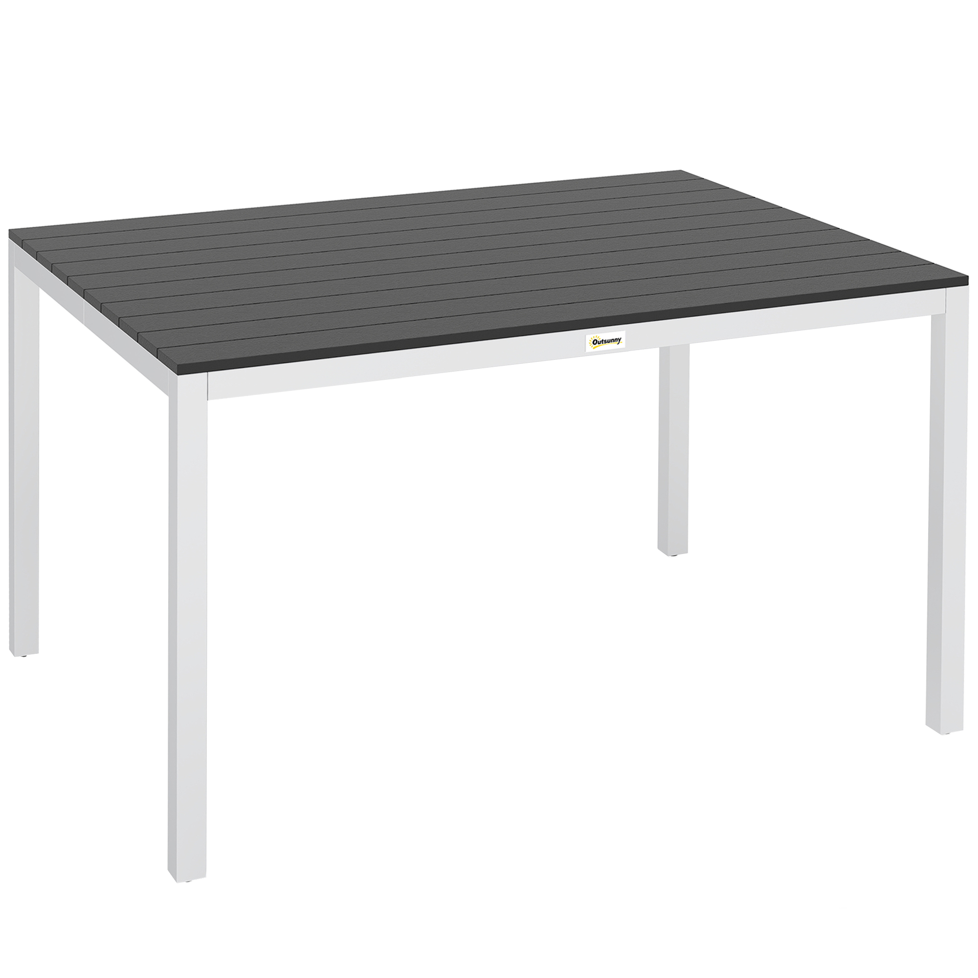 Outsunny Mesa de Comedor de Jardín para 4-6 Personas con Superficie de Listones Estructura de Aluminio y Acero 120x90x72 cm Negro