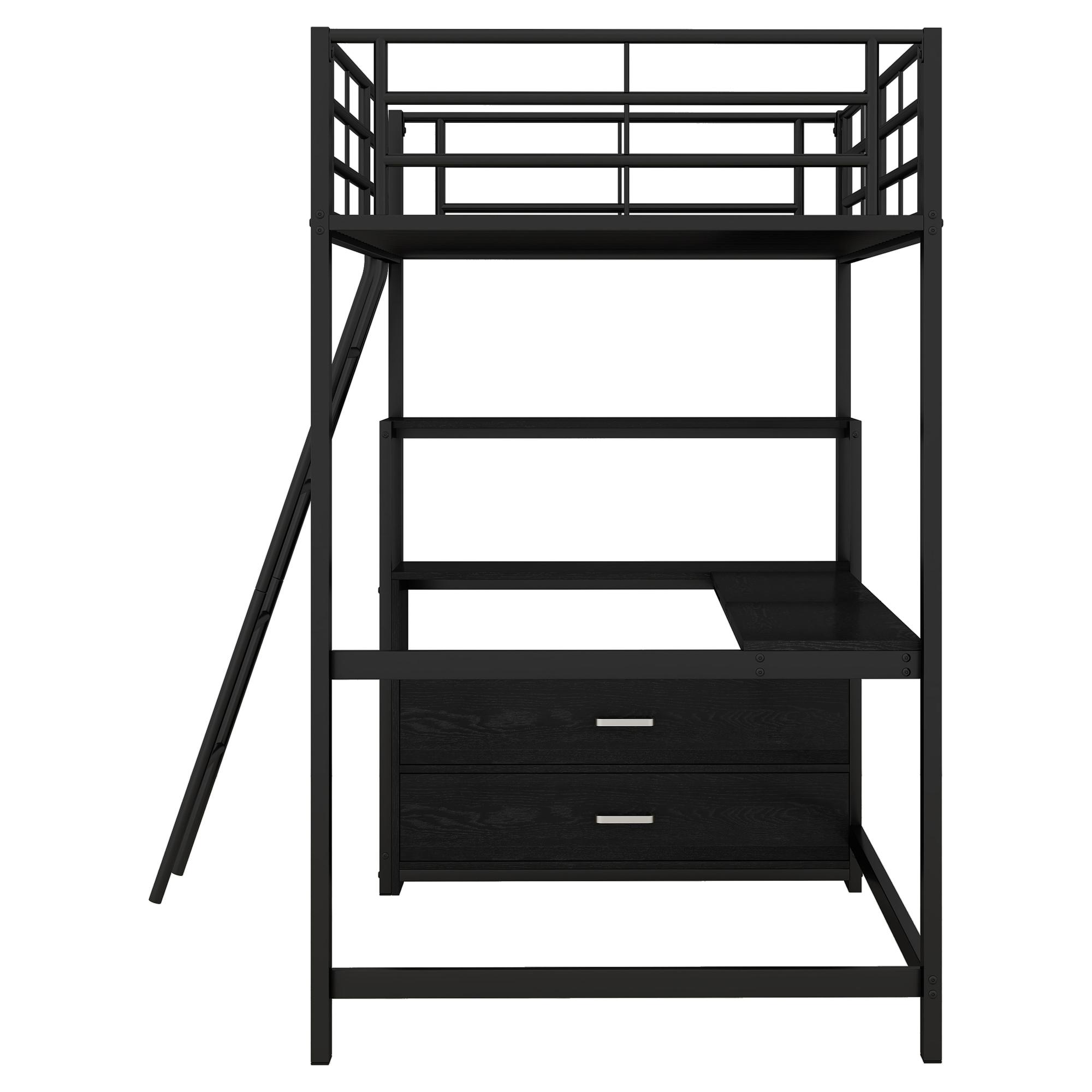 Alfred & Cie - Letto soppalco adolescente 90x200 con scrivania e riscaldatore Arthur Grigio