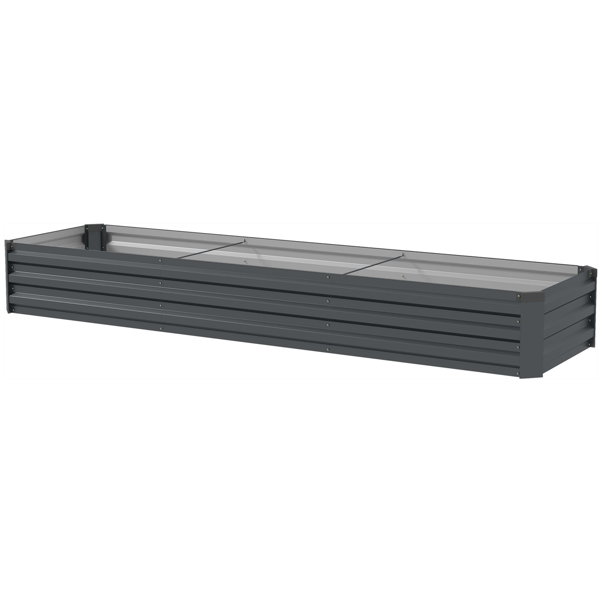 Outsunny Carré potager rectangulaire, lit de jardin surélevé en acier galvanisé, fond ouvert, 240 x 60 x 30 cm, gris foncé