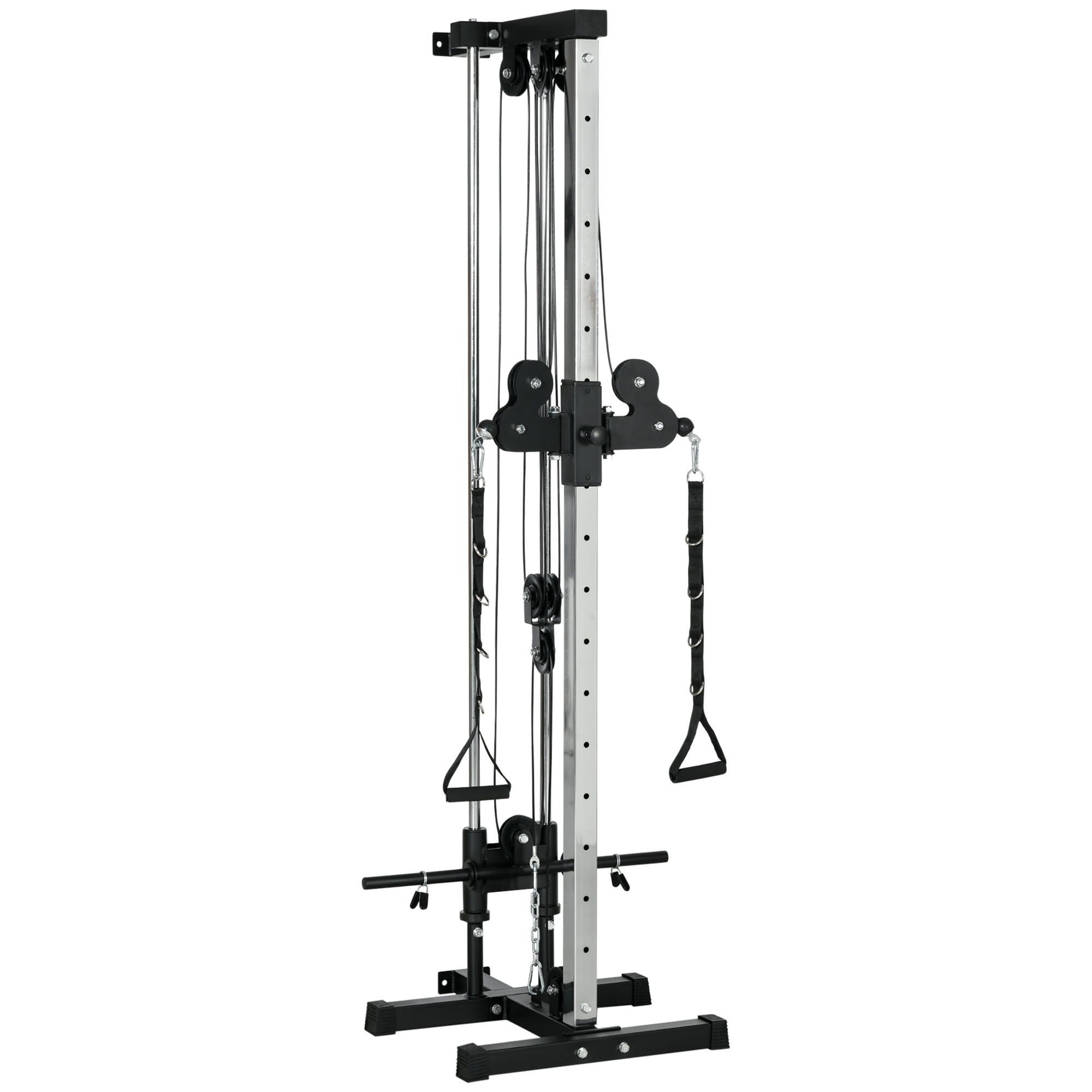 SPORTNOW Wall Mount Cable Machine, 15 Positions Adjustable Cable Crossover Machine Dual Pulley System for Home Gym