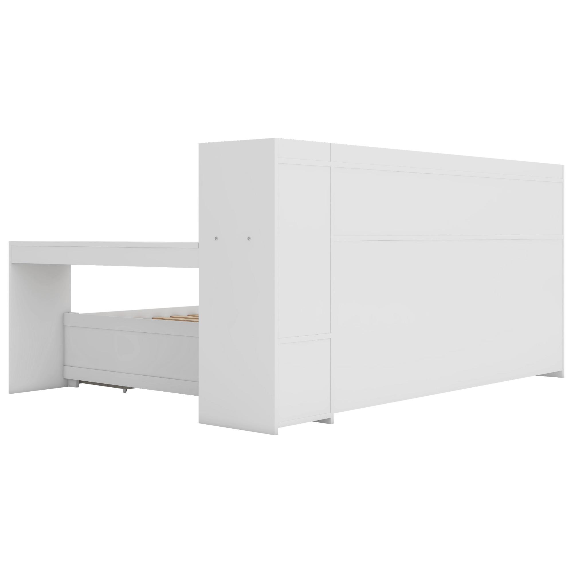 Canapé-lit Convertible 90x200 Cm Avec Rangements - Lit Simple Enfant/adulte, Multifonction, Pin Et MDF - Blanc Naturel