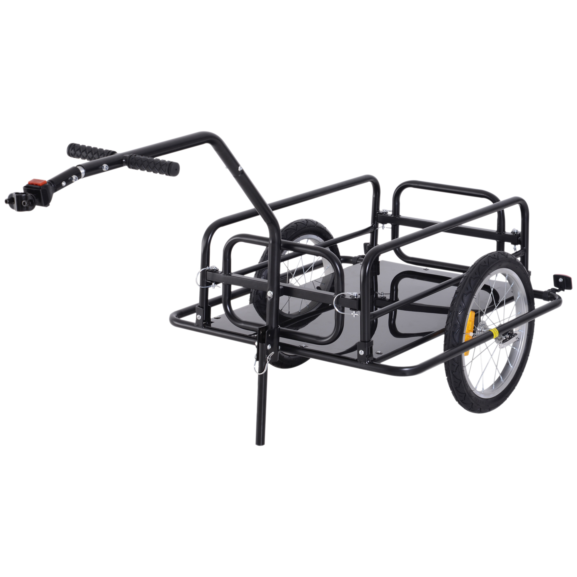 COSTWAY Fietsaanhanger, Inklapbaar, Met Afdekking, Koppeling En Reflectoren Transportaanhanger 60 Kg Voor Kamperen Winkelen Verhuizing