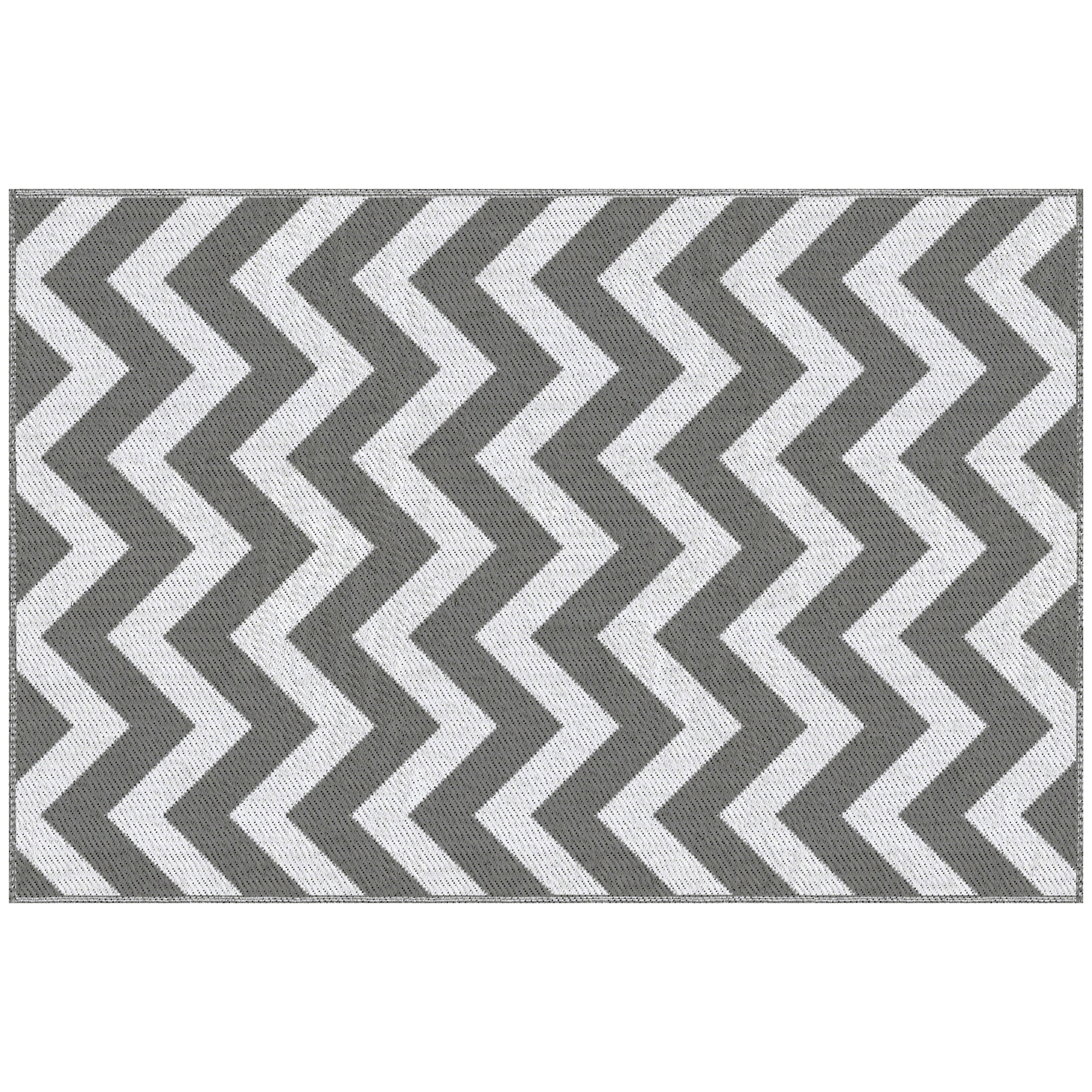 Outsunny 121 x 182 cm(4x6ft) Outdoor Rug Reversible Mat Plastic Straw Rug Portable RV Camping Mat for Garden Deck Picnic Indoor, Light Grey & White