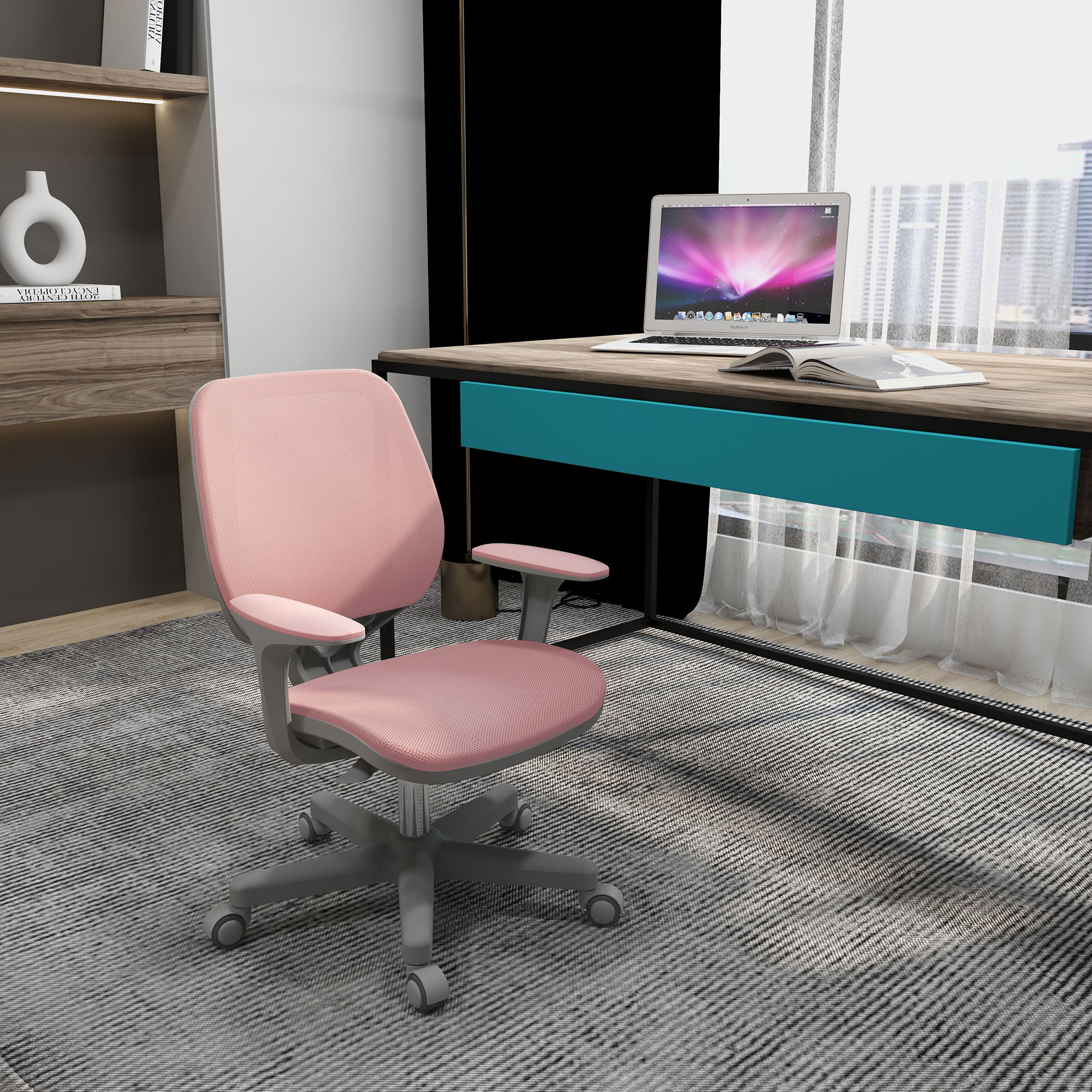 Vinsetto 44-56cm Mesh Back Office Chair Pink 2