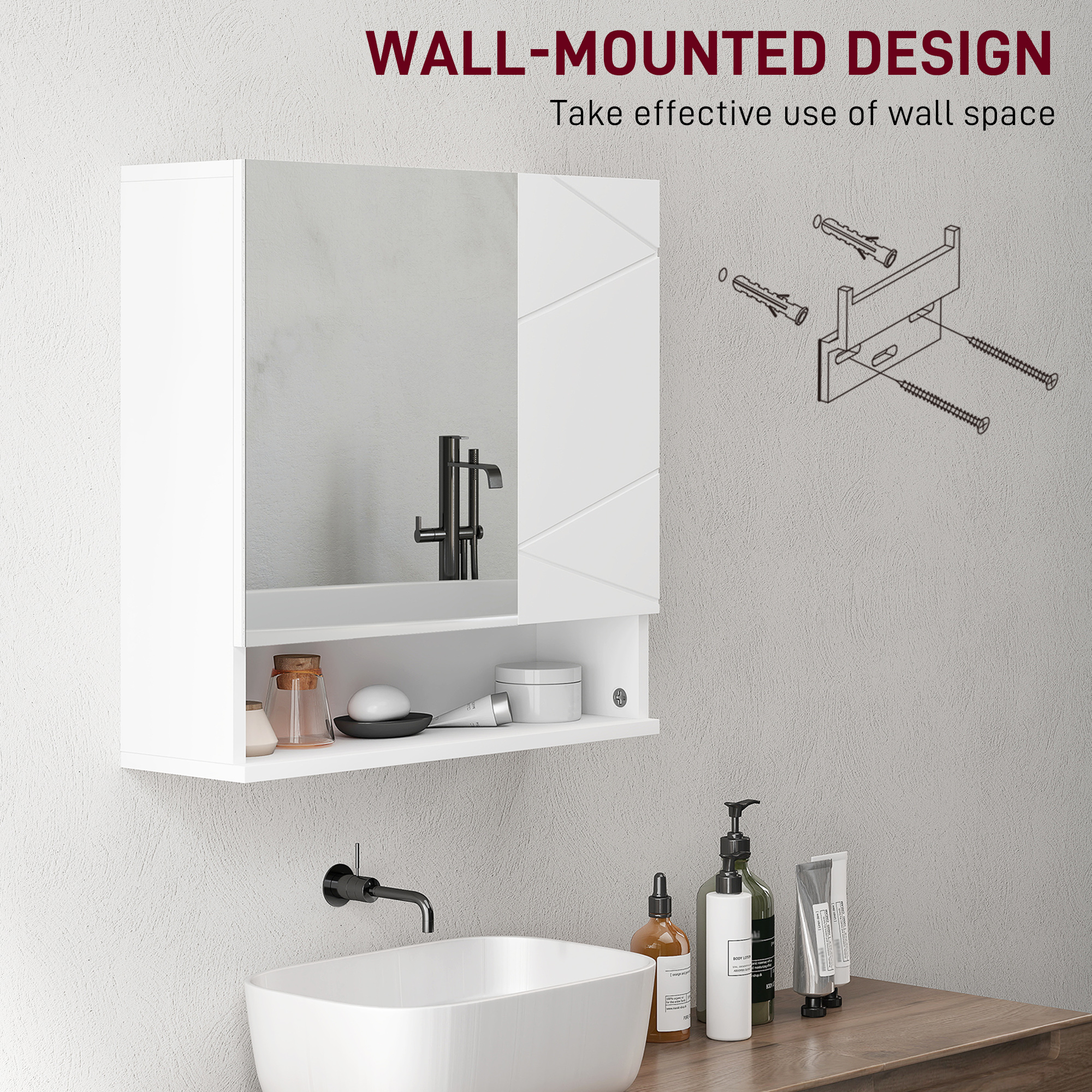 kleankin Wall Mounted Bathroom Storage Cupboard White 8