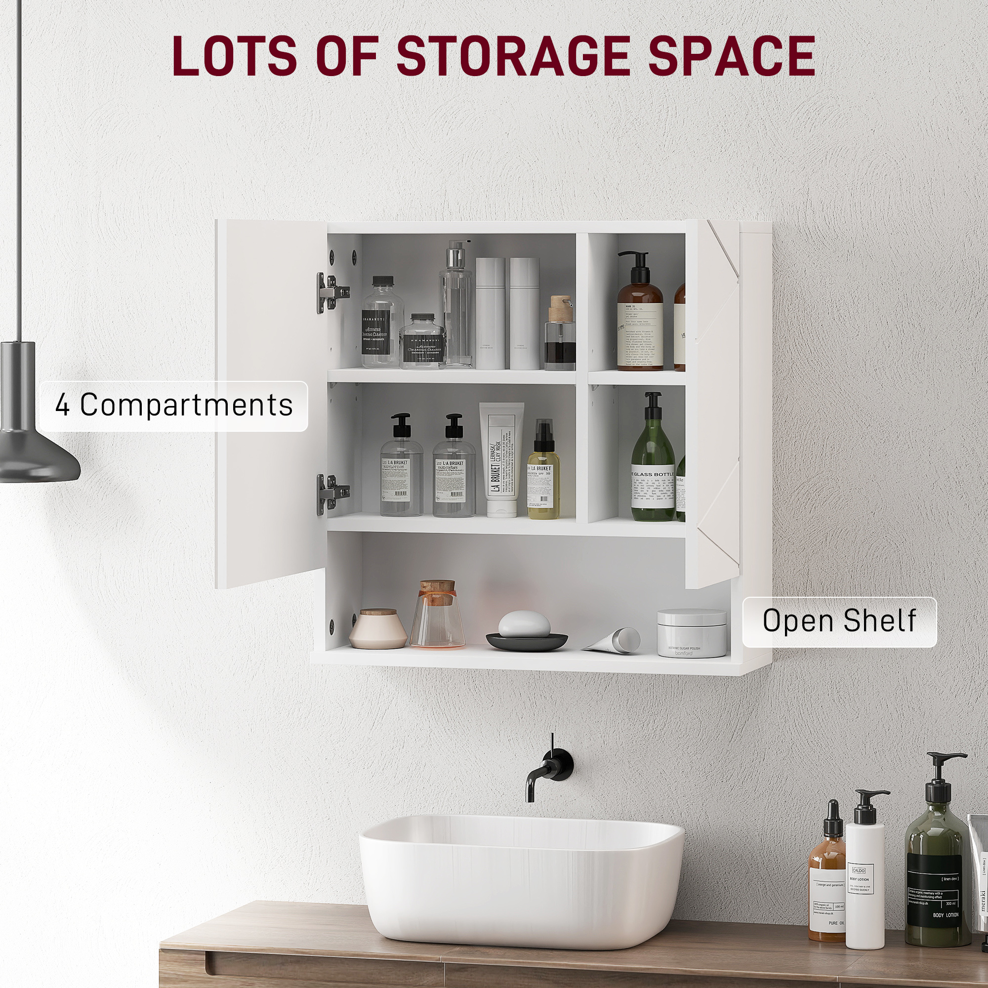 kleankin Wall Mounted Bathroom Storage Cupboard White 4