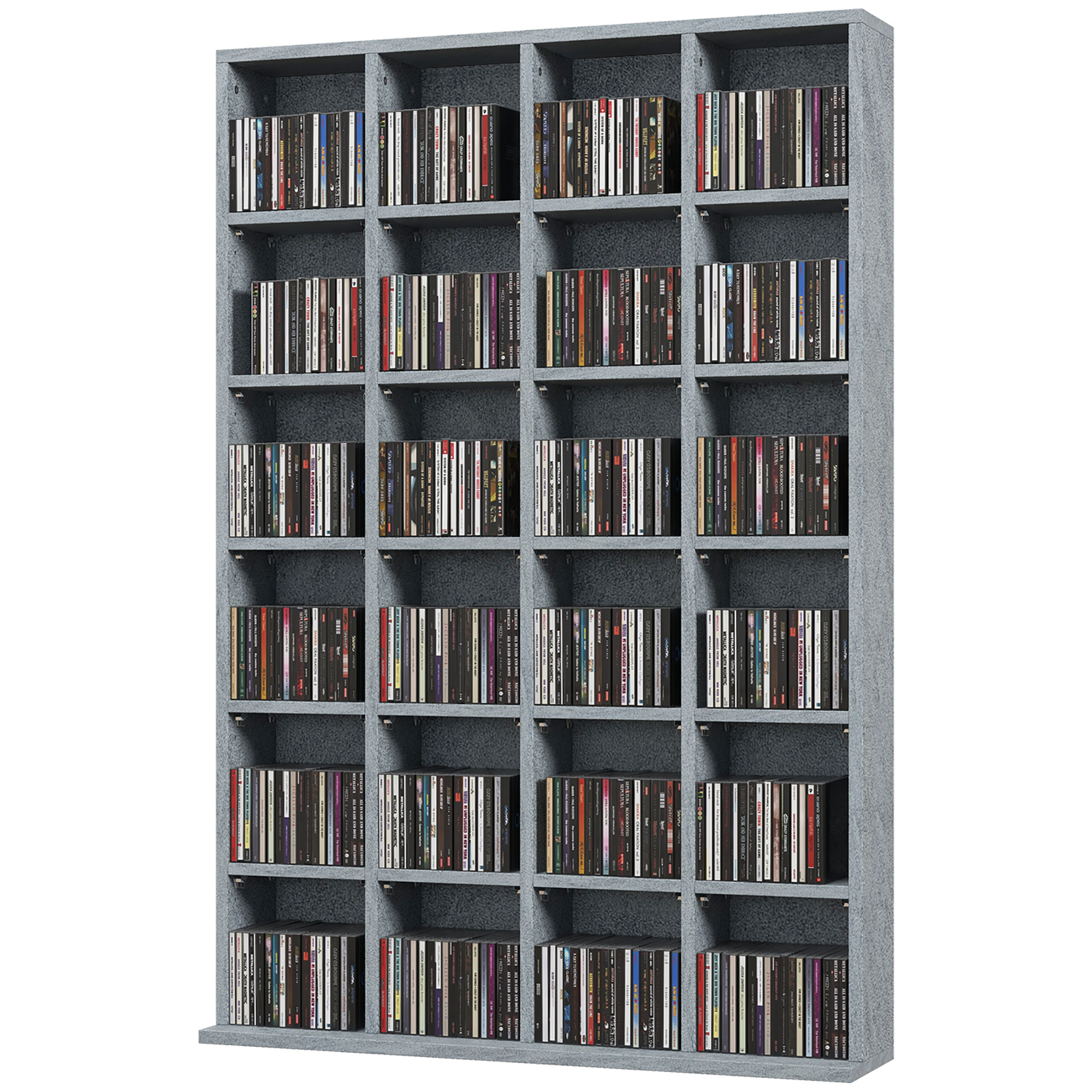 HOMCOM Meuble de rangement multimédia 480 CD/ 312 DVD - bibliothèque en bois avec étagères réglables, 89 x 130,5 cm, gris