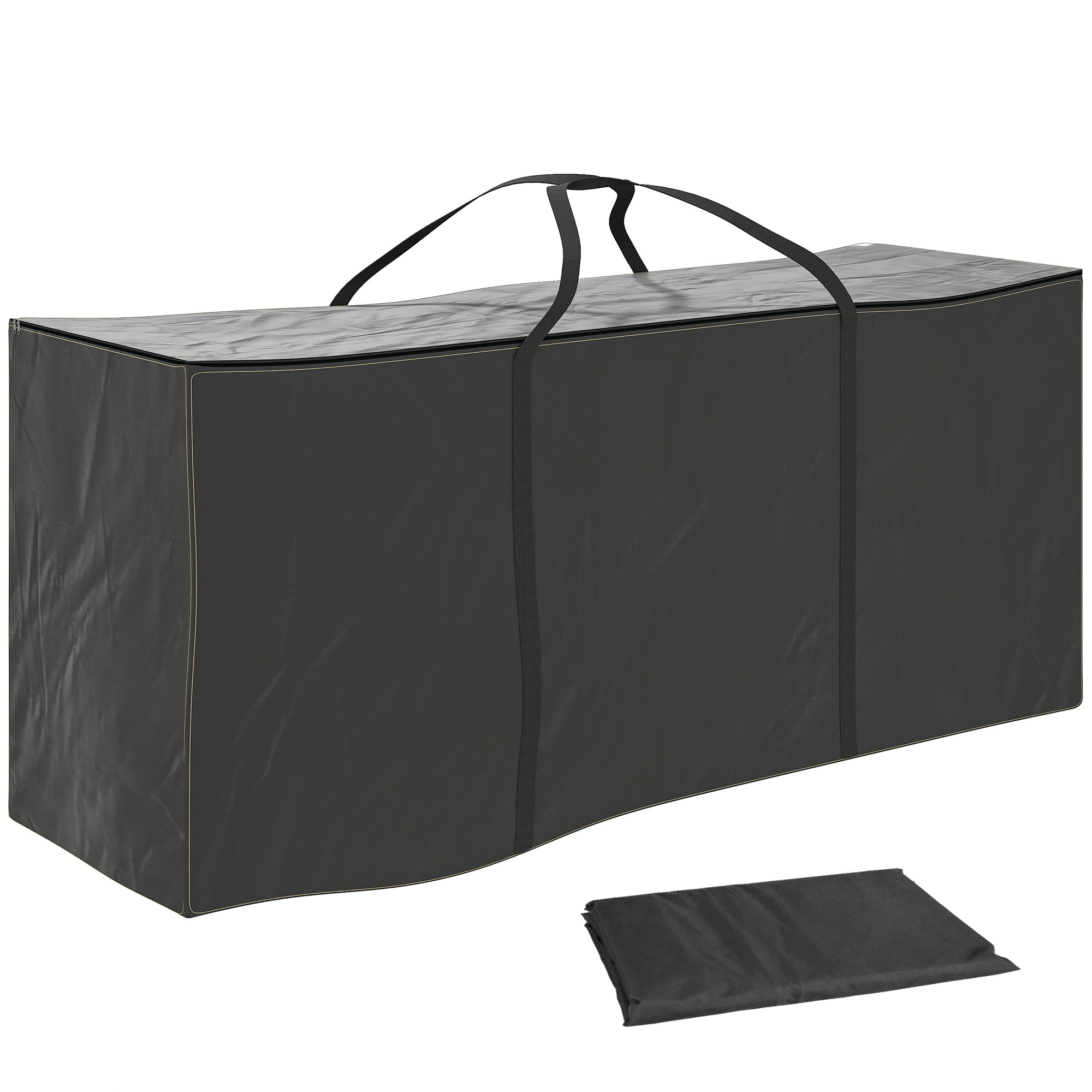 Outsunny Sac Rangement Coussin Jardin 720L - Housse Imperméable Oxford 600D Anti-UV, 175x55x75 Cm Noir