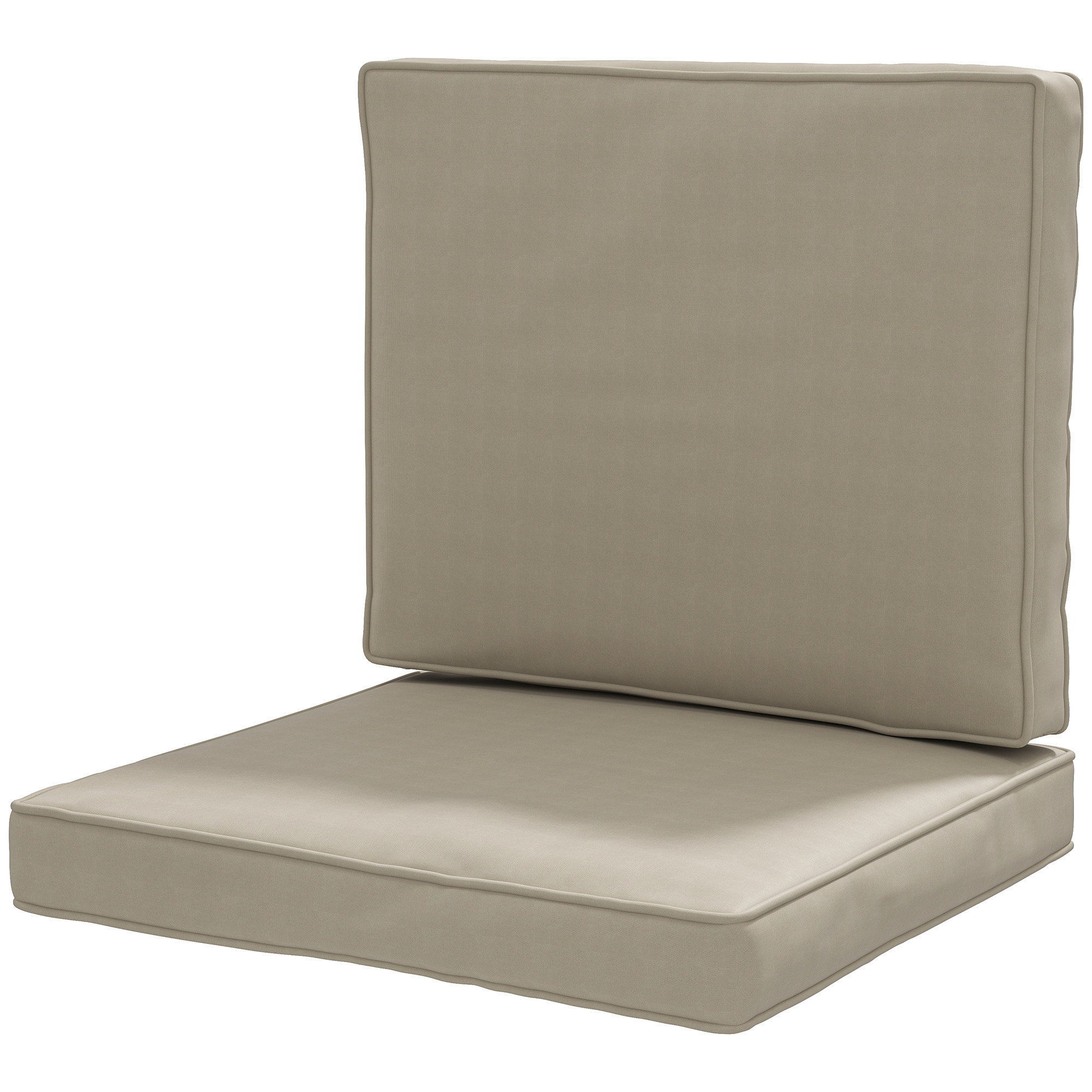 Outsunny Lot de 2 coussins de chaise coussins d'assise déhoussables coussins matelassé rembourré mousse polyester kaki