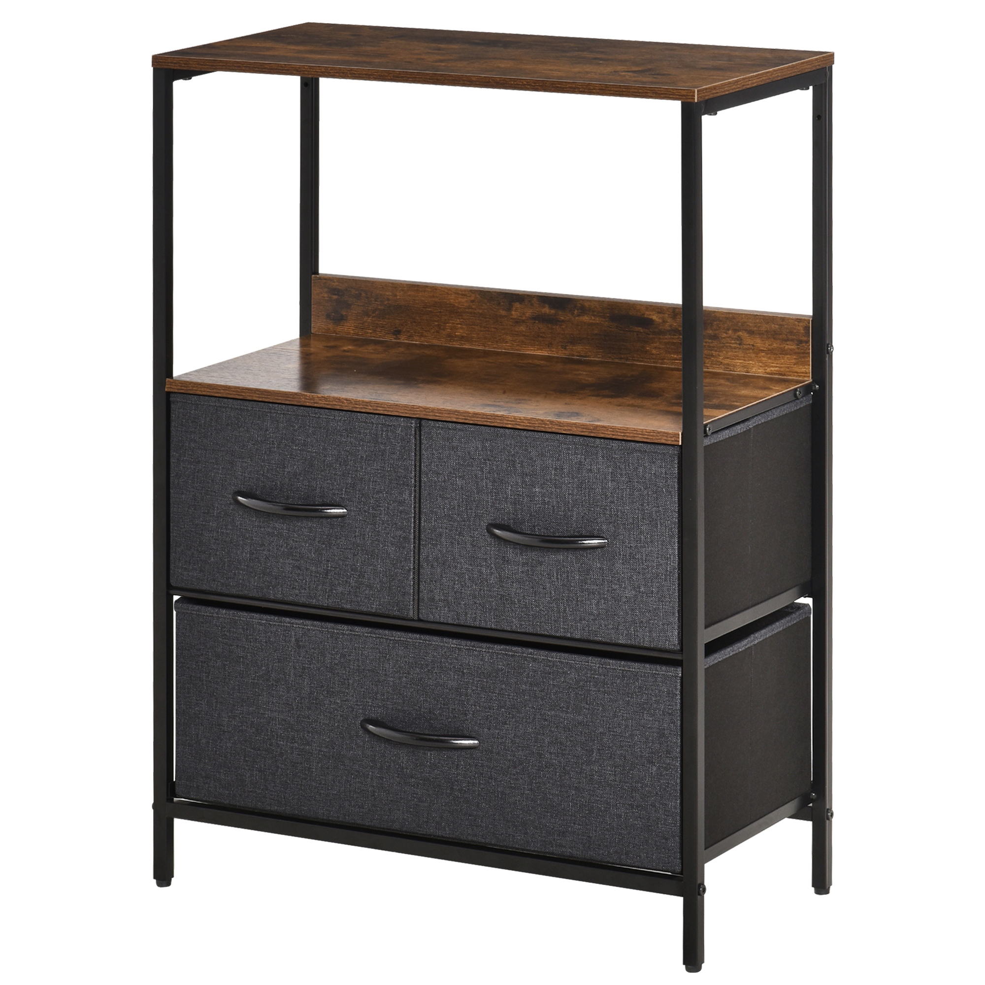 HOMCOM Commode meuble de rangement avec 3 tiroirs tissus, étagère et plateau supérieur, 58L x 29l x 81,5H cm