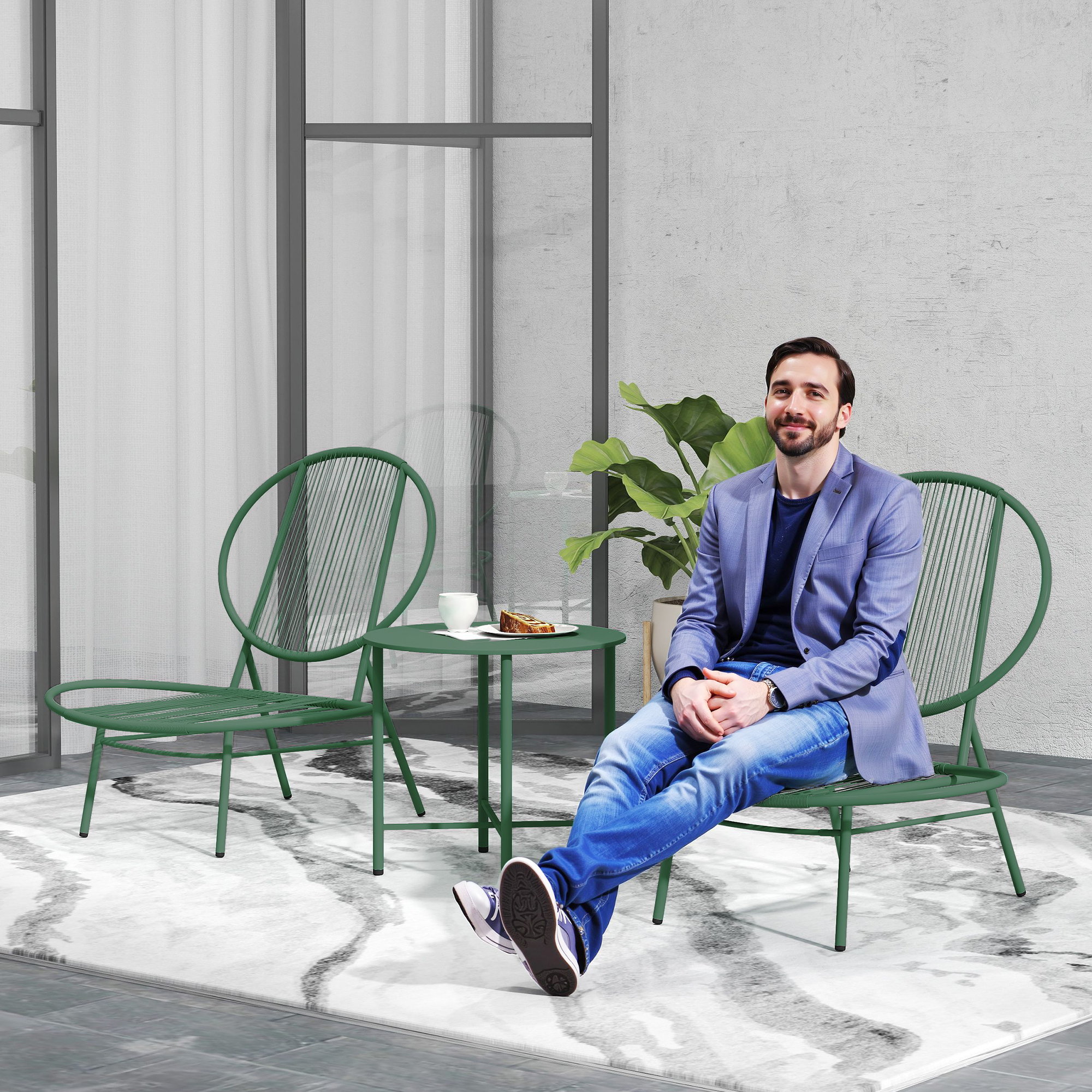 Ensemble De Salon De Jardin Meuble D'extérieur Ensemble De Mobilier 3 Pieces Gris Poly Rotin Et Acacia 72301753