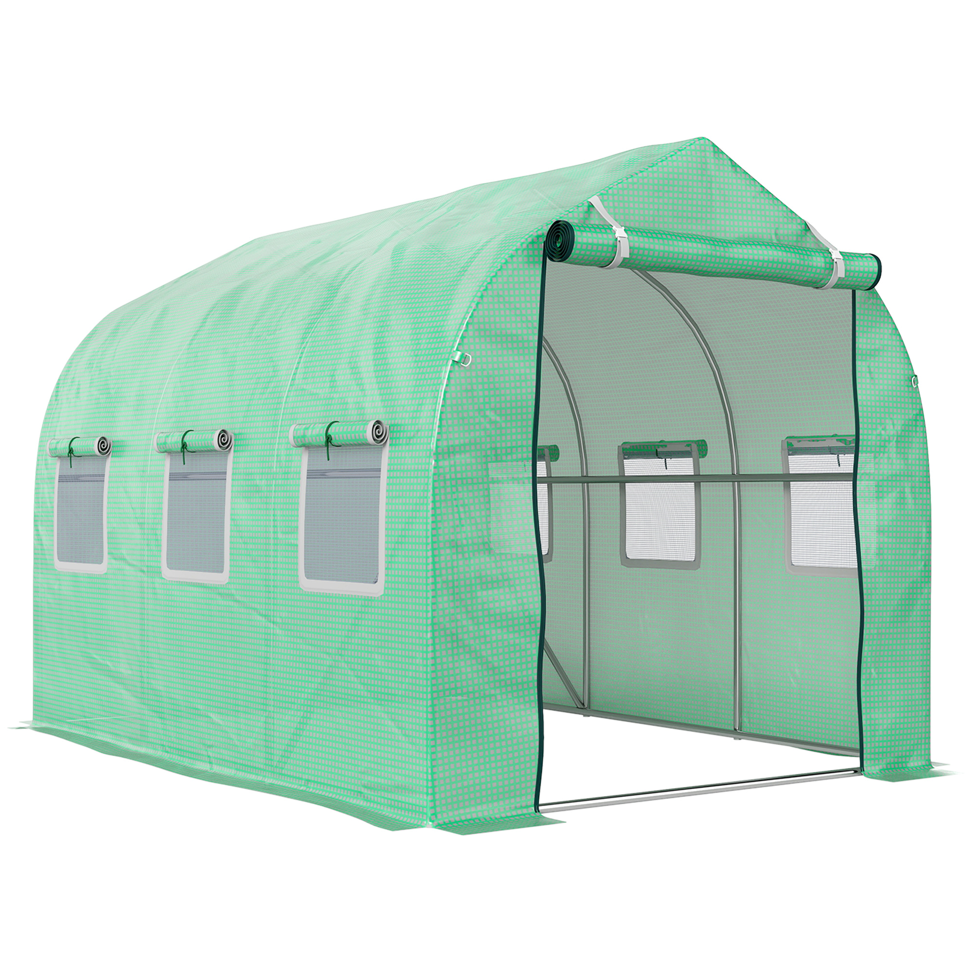 Outsunny Polytunnel Greenhouse with Windows and Door, Walk in Greenhouse for Garden, Backyard (3 x 2 M)